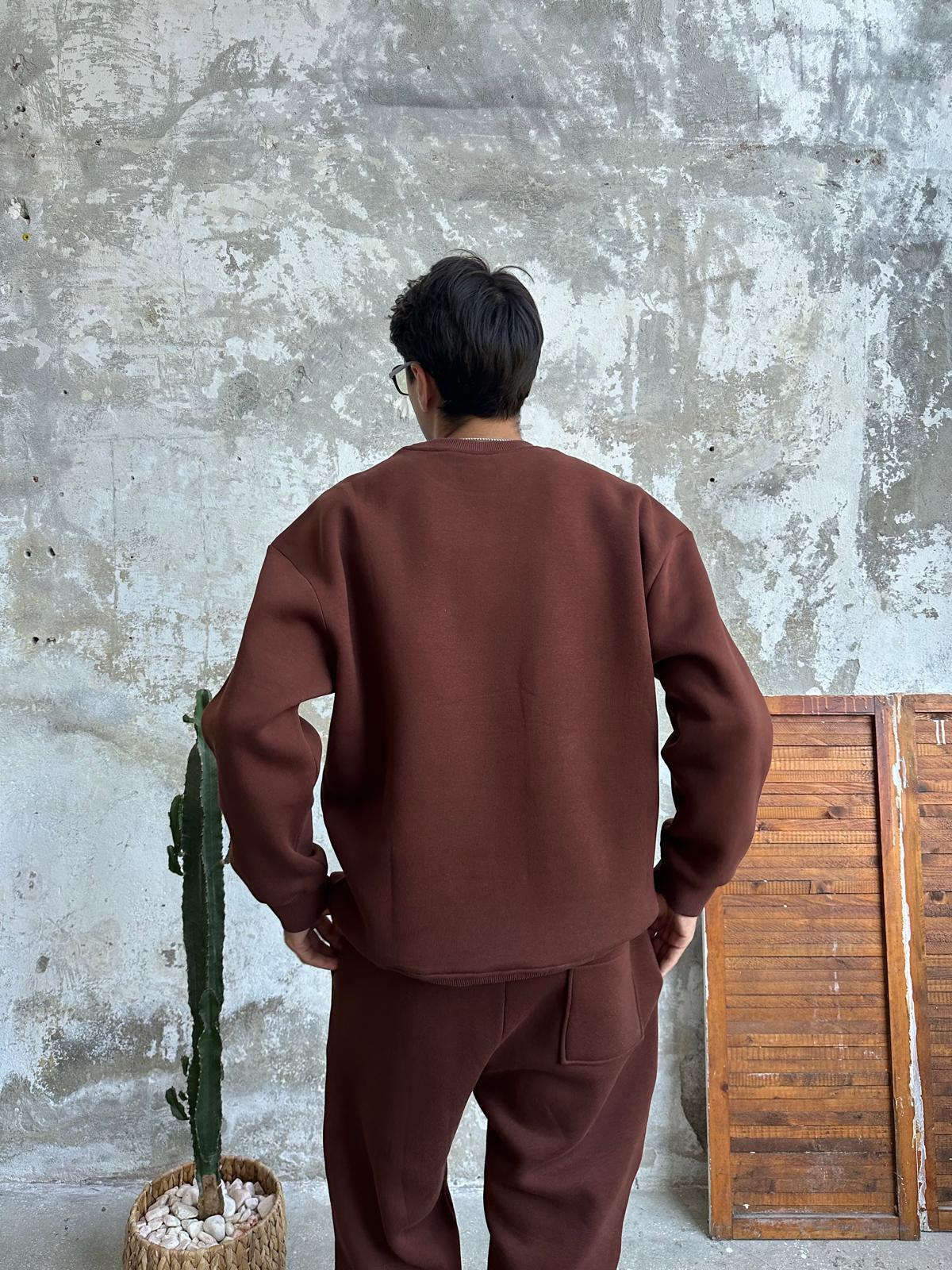 Acı Kahve Oversize Basic Sweatshirt