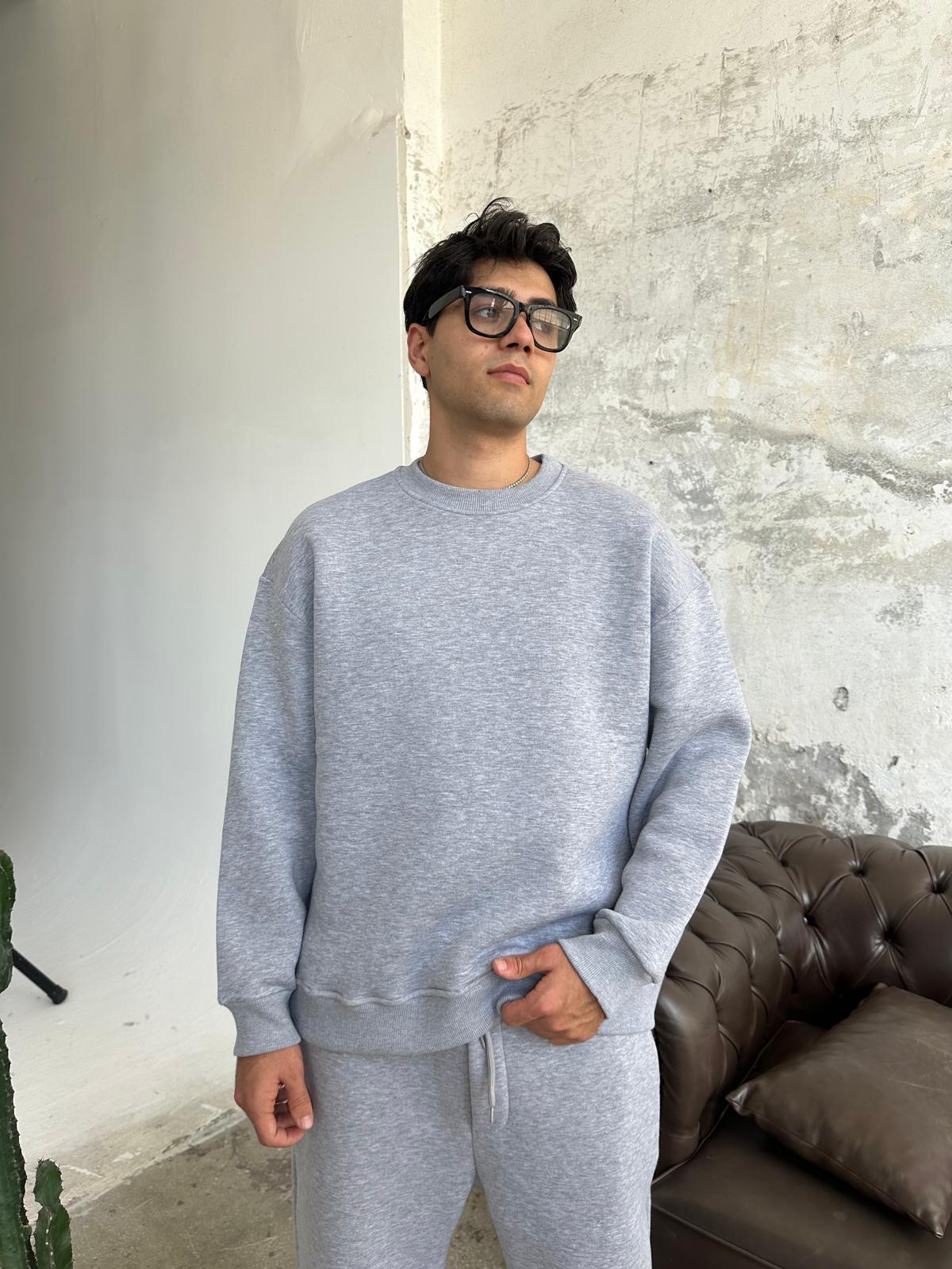 Gri Melanj Oversize Basic Sweatshirt