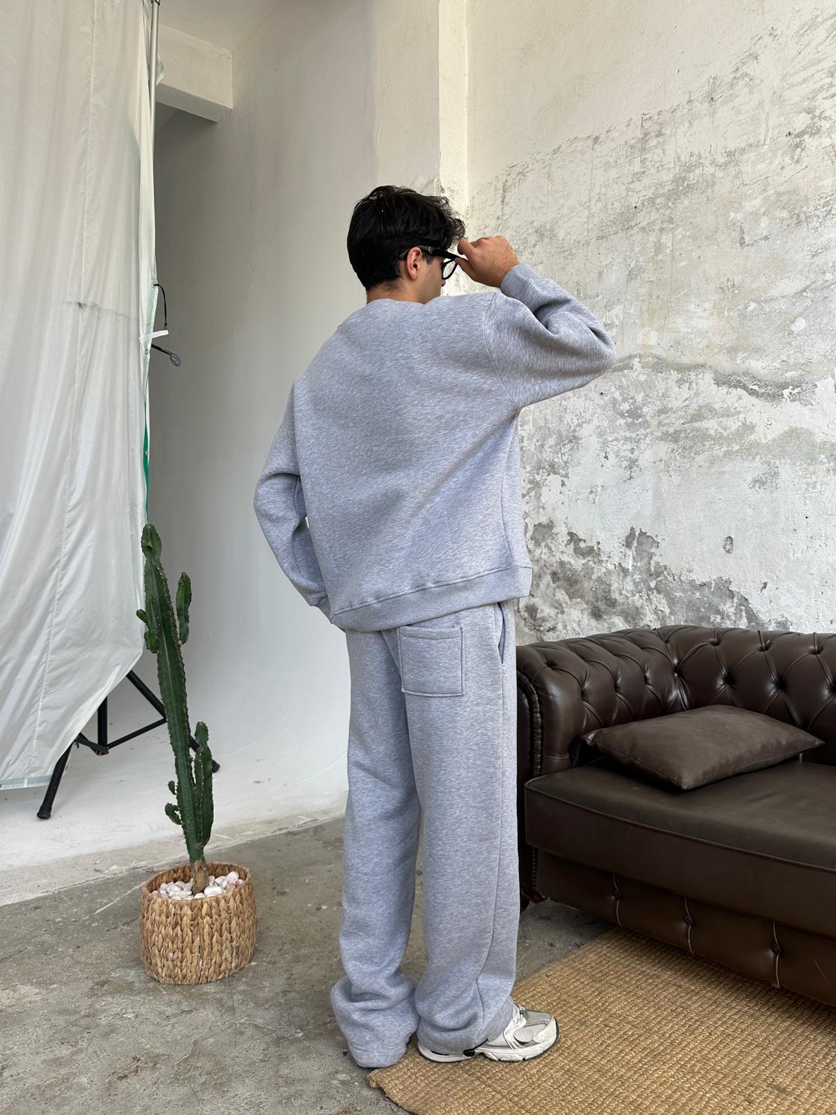 Gri Melanj Oversize Basic Sweatshirt