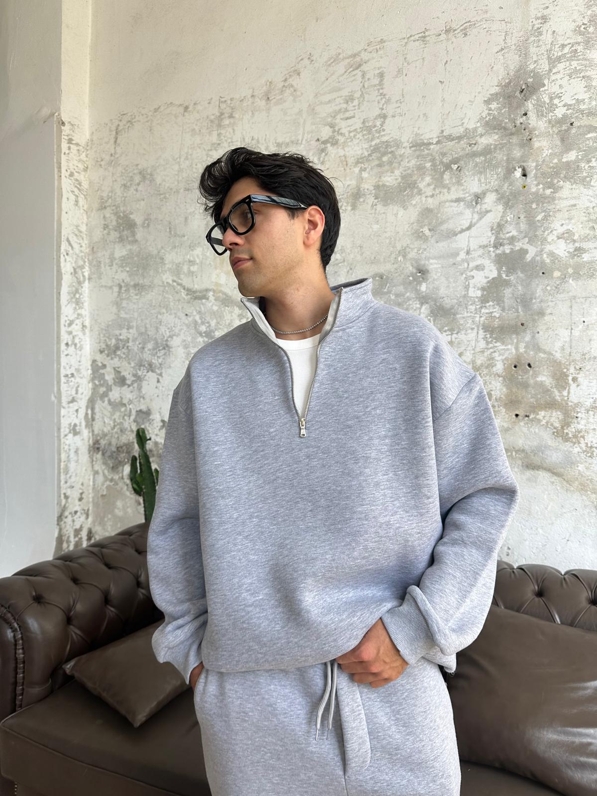 Gri Melanj Oversize Half-zip