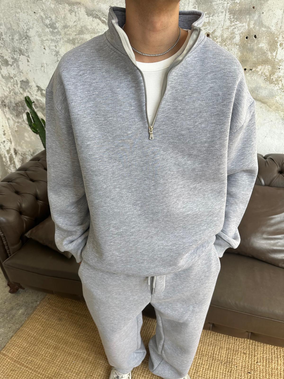 Gri Melanj Oversize Half-zip