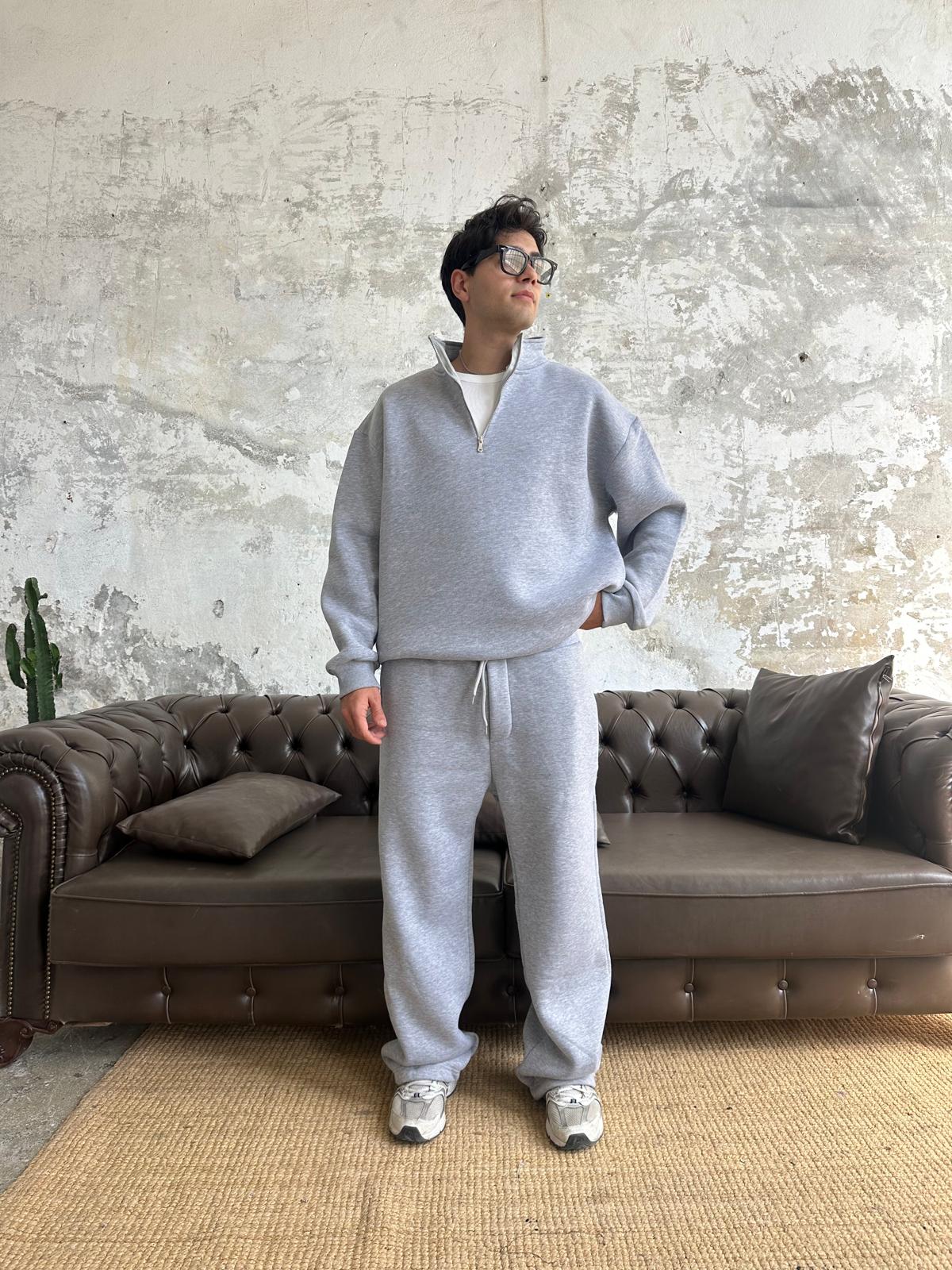 Gri Melanj Oversize Half-zip