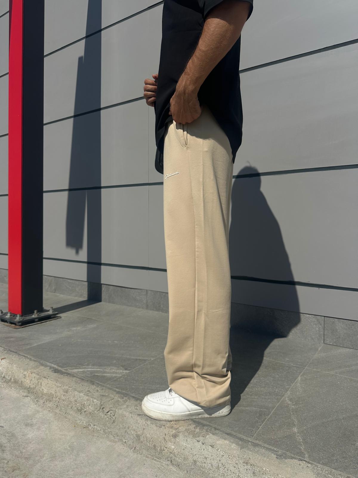 Logo Detaylı Bej Baggy Eşofman