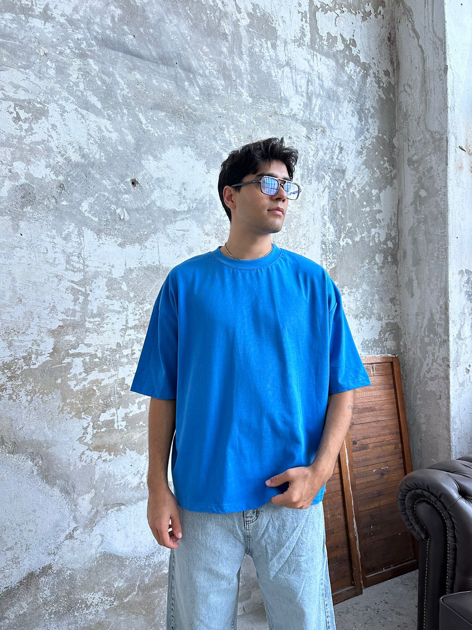 Znc Basıc Oversize T-Shirt - İndigo