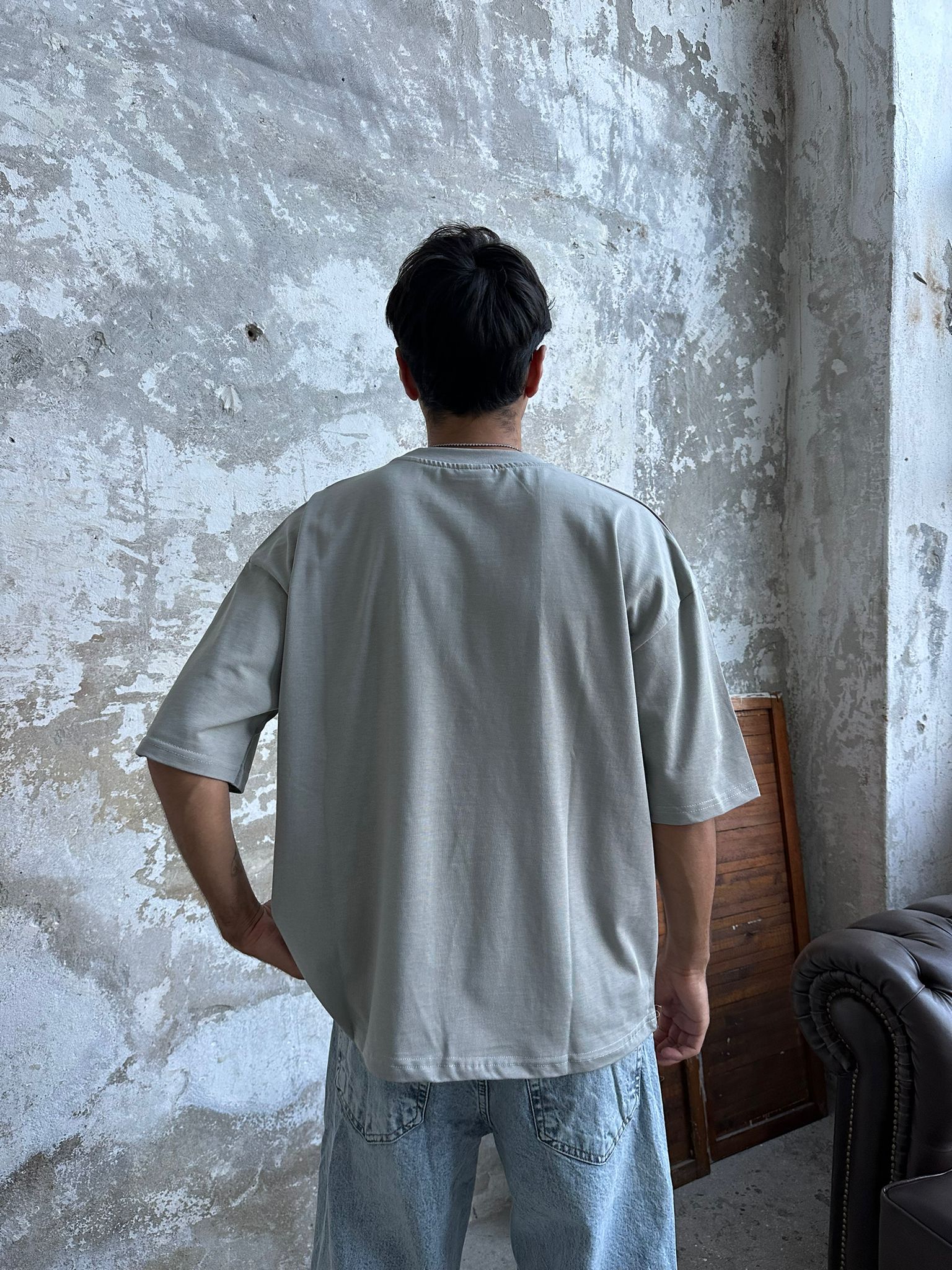 Znc Basıc Oversize T-Shirt - Gri Melanj