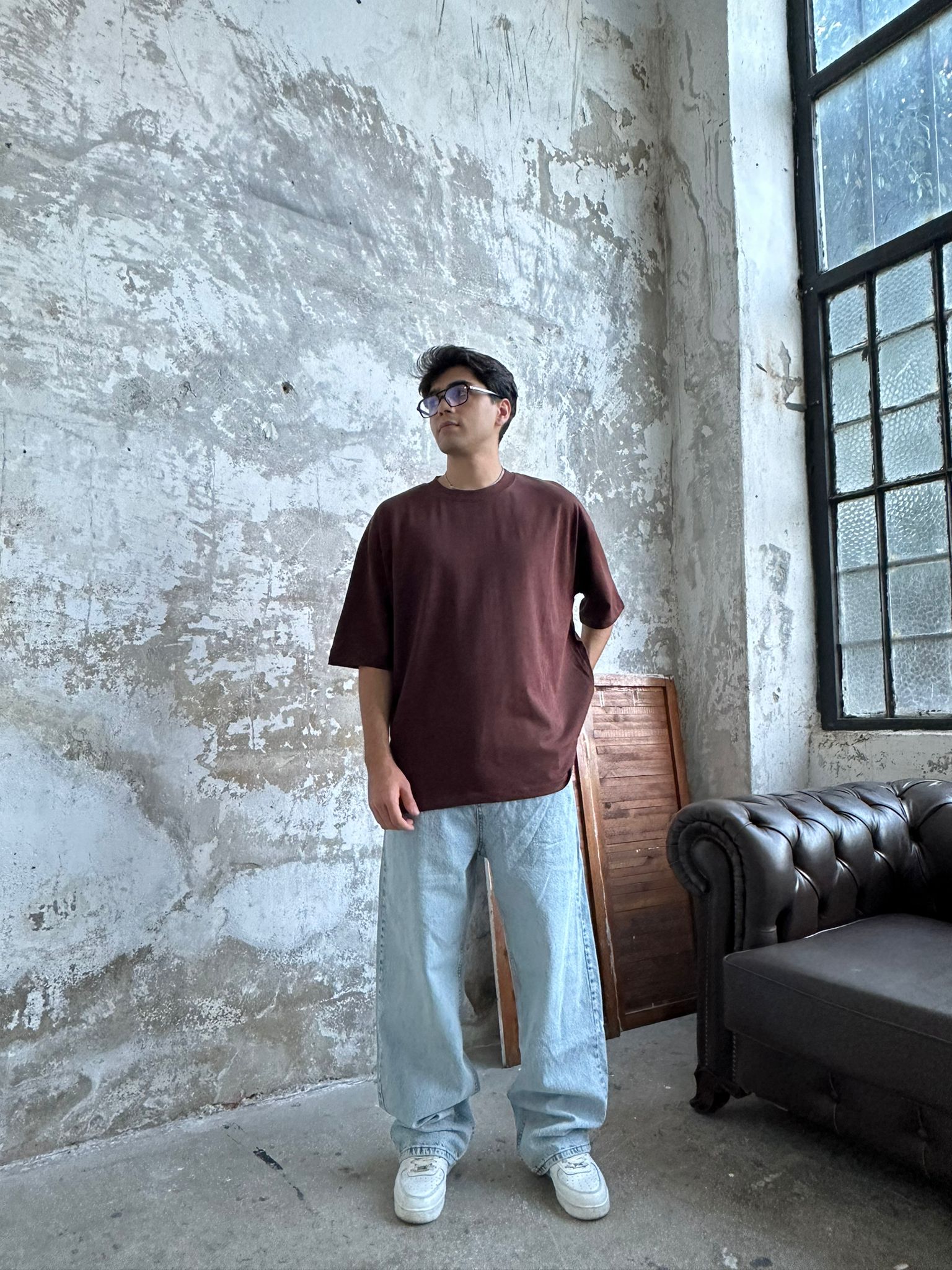 Znc Basıc Oversize T-Shirt - Kahve