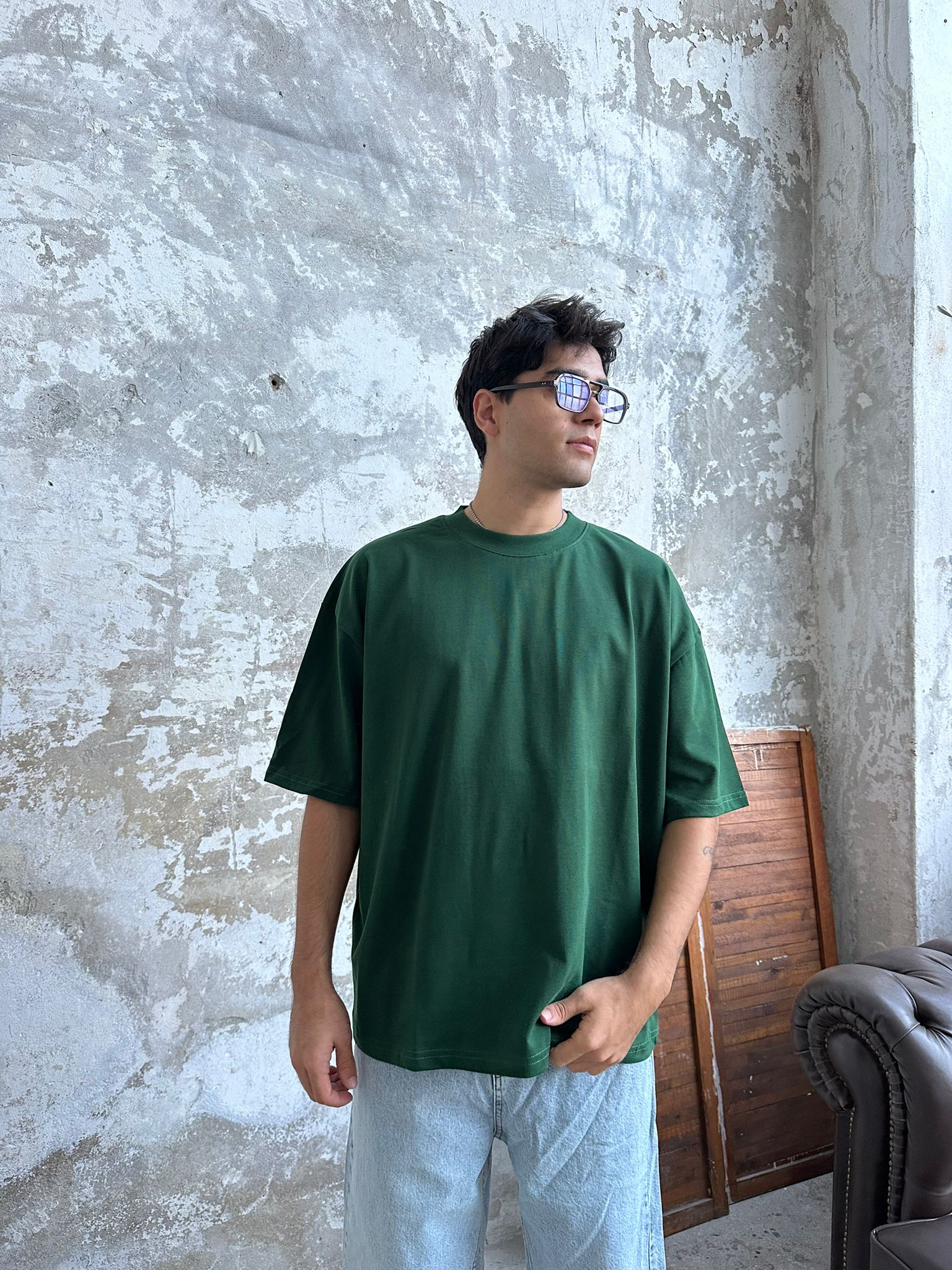 Znc Basıc Oversize T-Shirt - Küf Yeşili