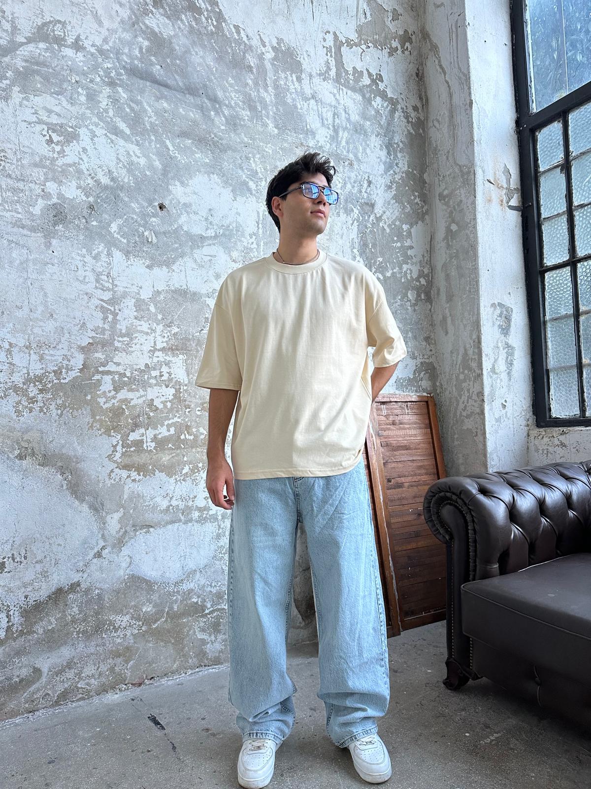 Znc Basıc Oversize T-Shirt - Krem
