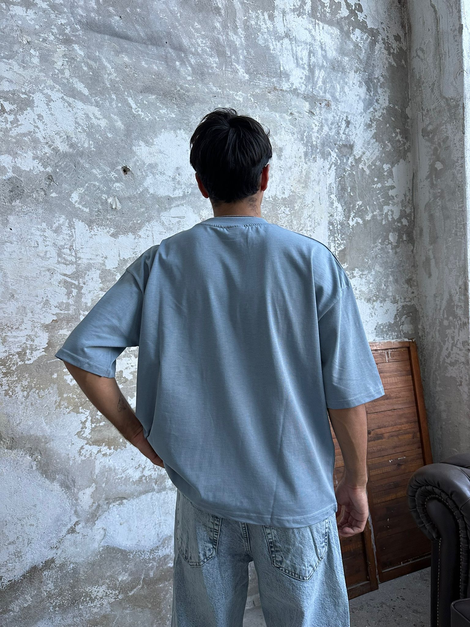 Znc Basıc Oversize T-Shirt - Aura Mavi