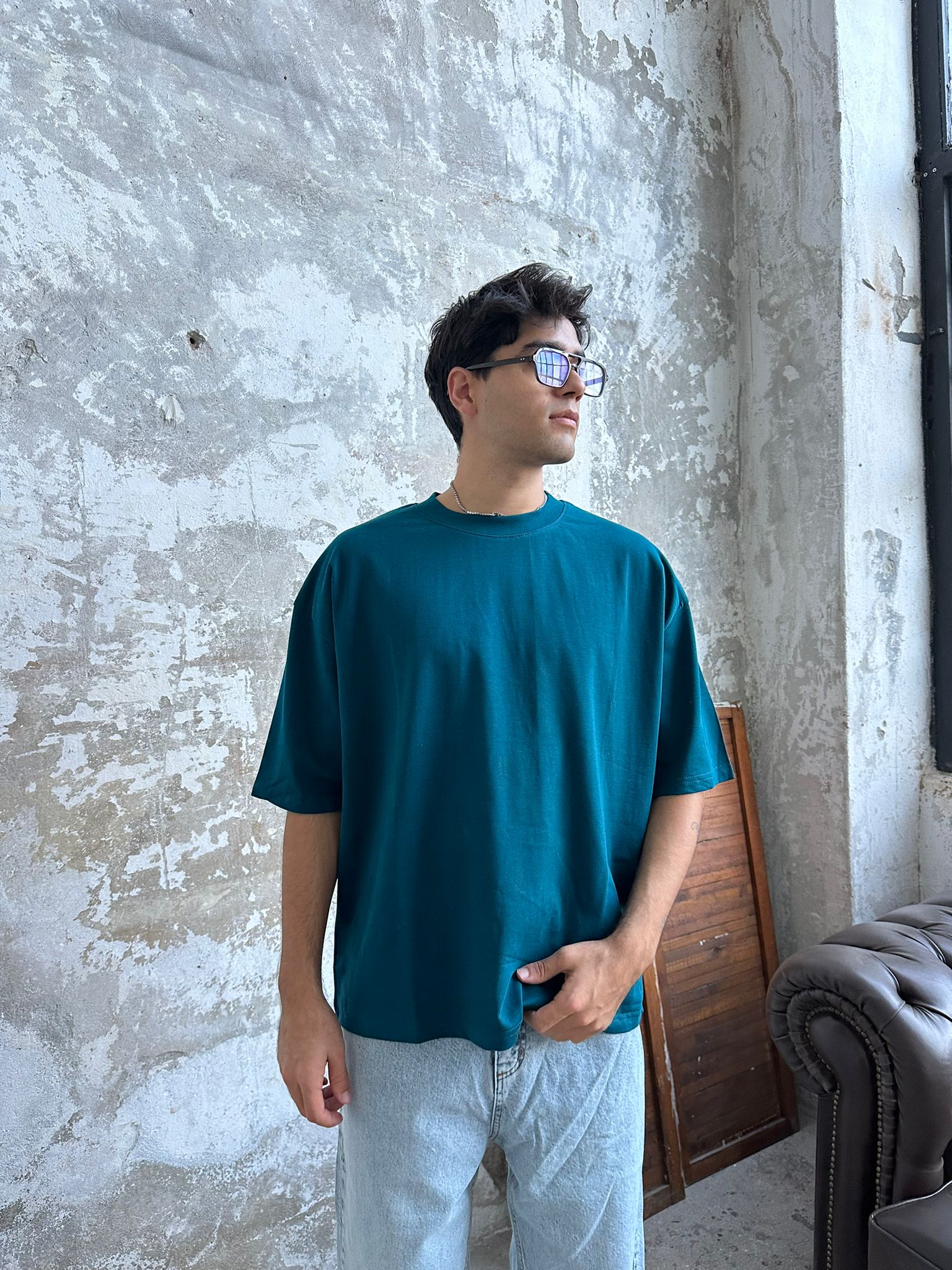 Znc Basıc Oversize T-Shirt - Turkuaz