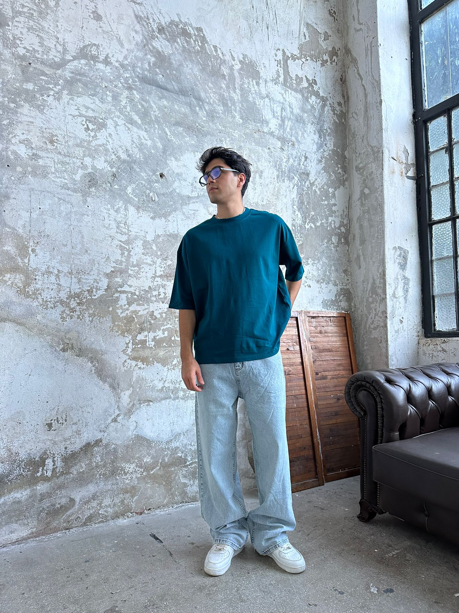 Znc Basıc Oversize T-Shirt - Turkuaz