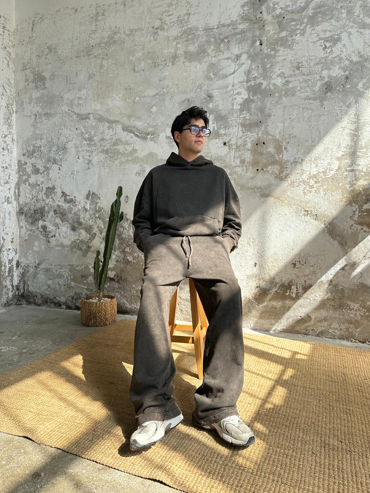 Washed Oversize Hoodie  - Kahve