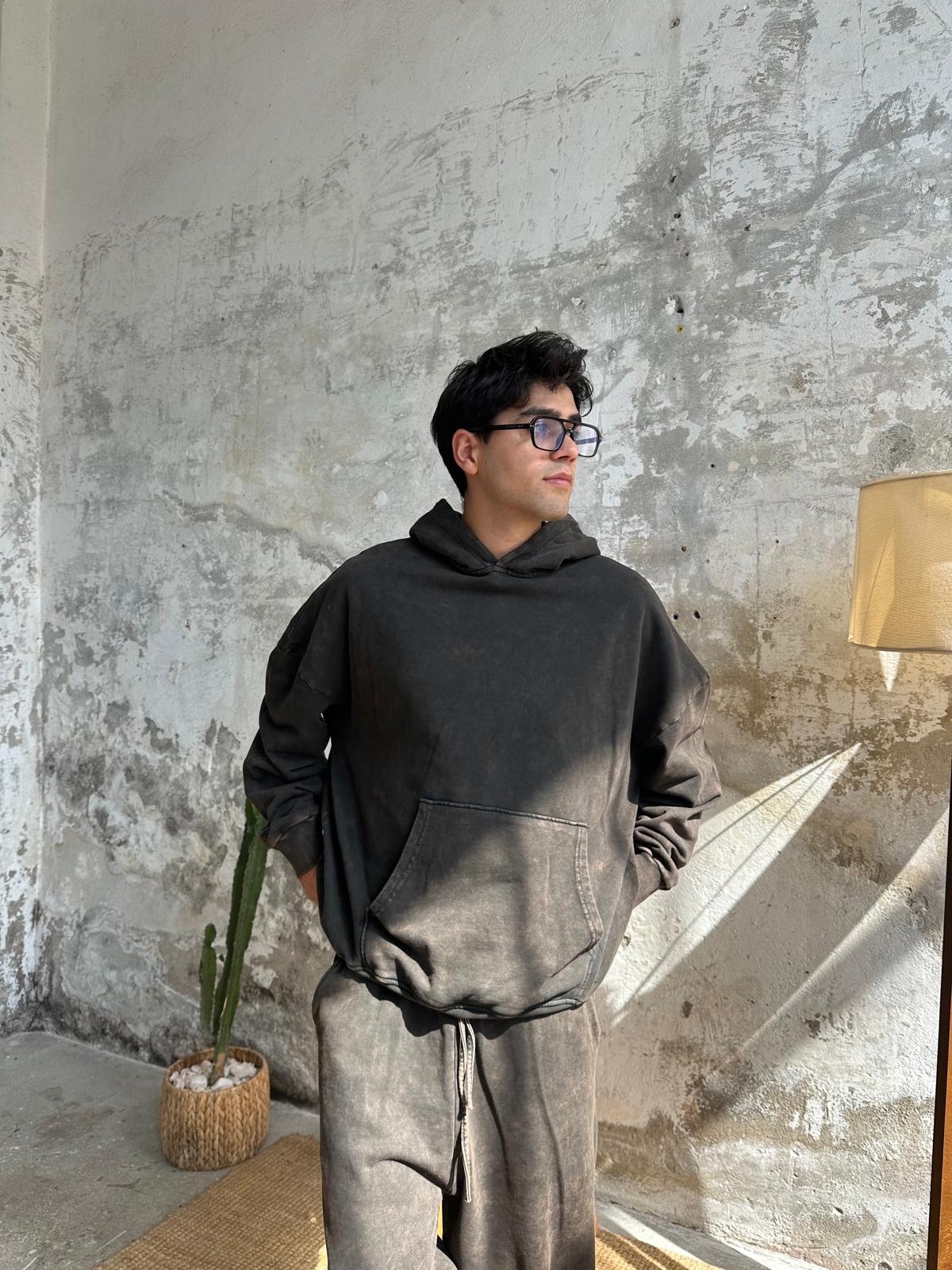 Washed Oversize Hoodie  - Kahve