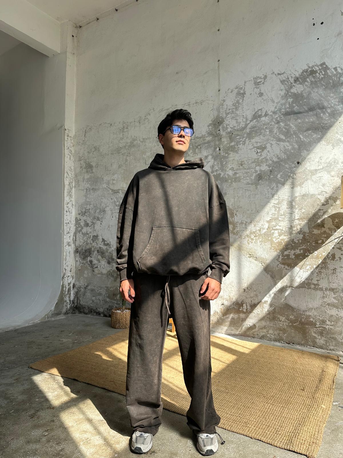 Washed Oversize Hoodie  - Kahve