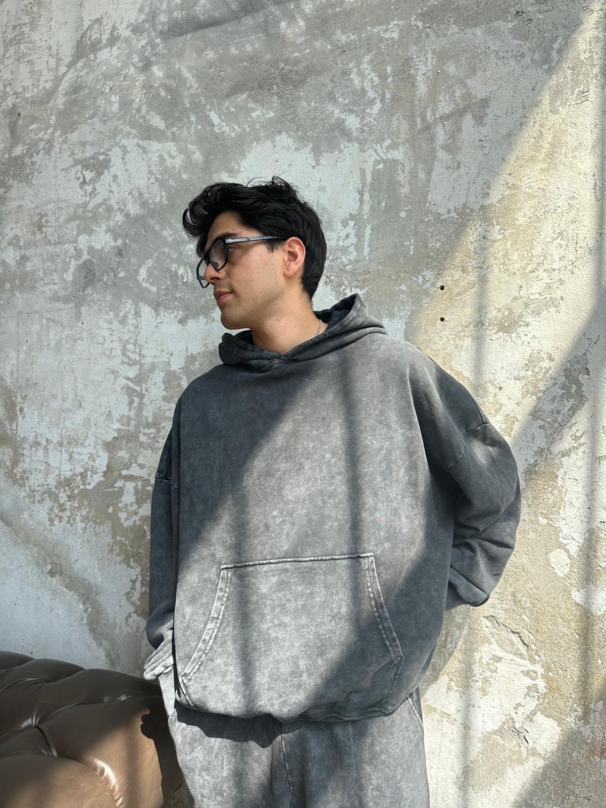 Washed Oversize Hoodie  - Antrasit