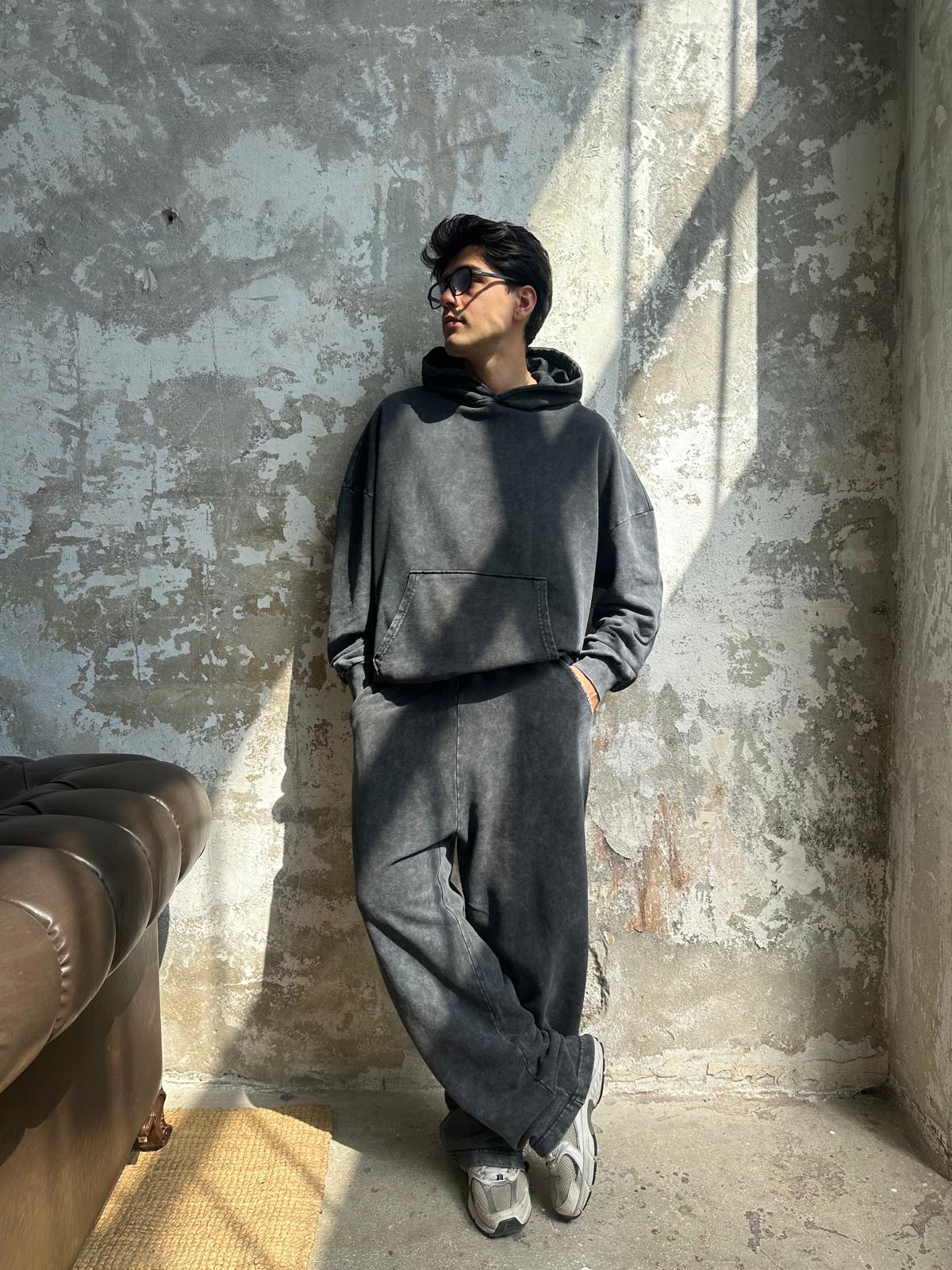 Washed Oversize Hoodie  - Antrasit
