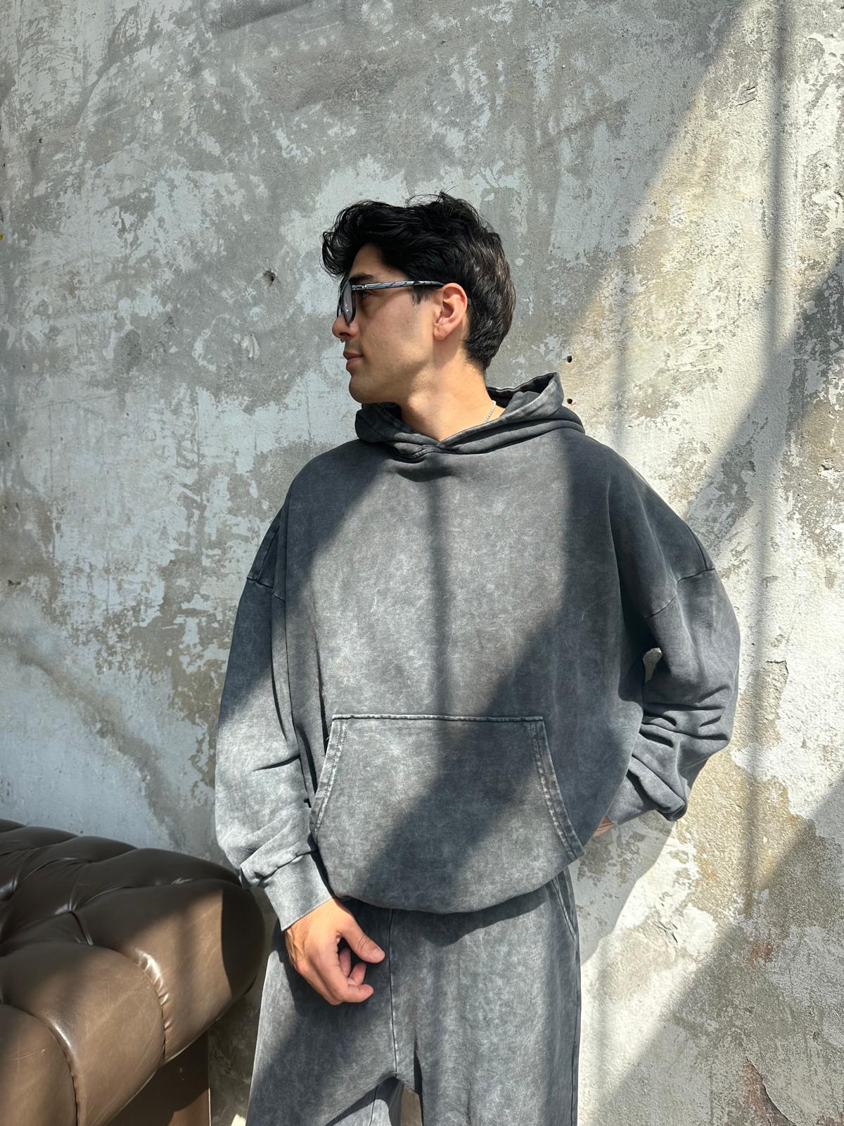 Washed Oversize Hoodie  - Antrasit