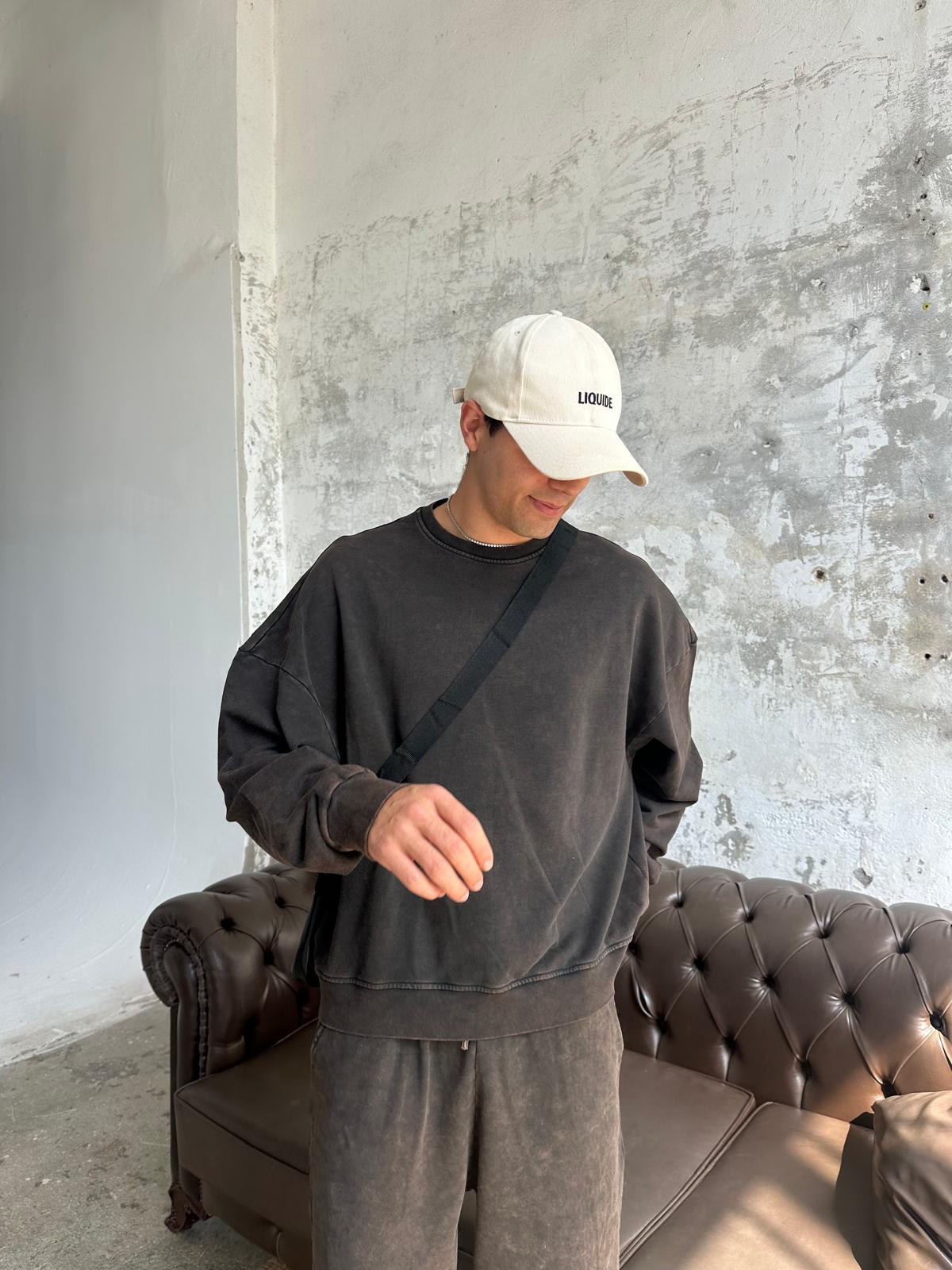 Washed Oversize Sweatshirt - Kahve