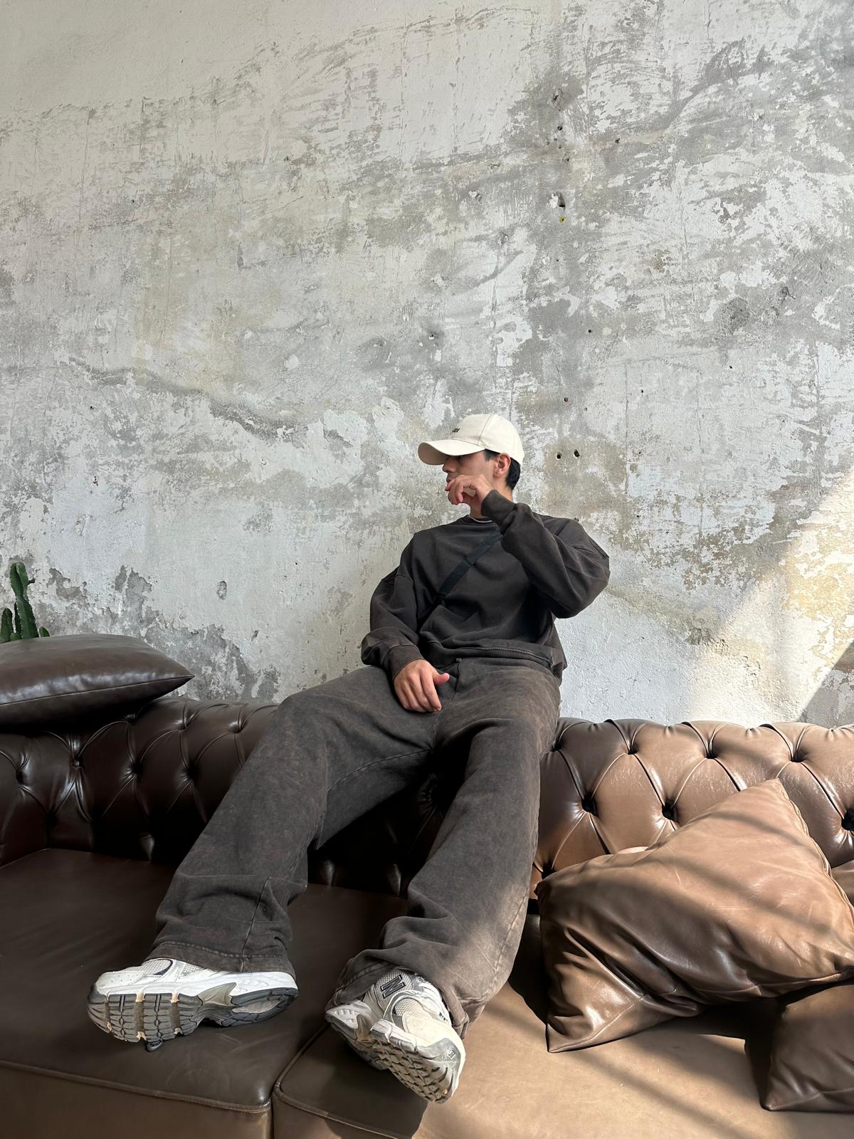 Washed Oversize Sweatshirt - Kahve