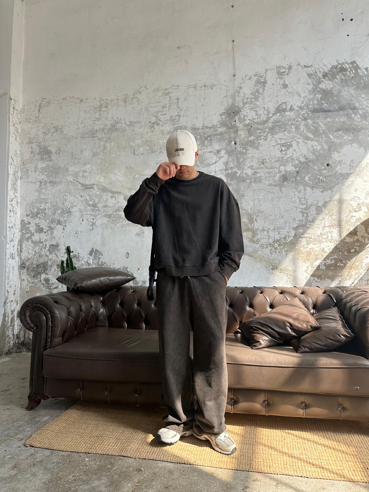 Washed Oversize Sweatshirt - Kahve