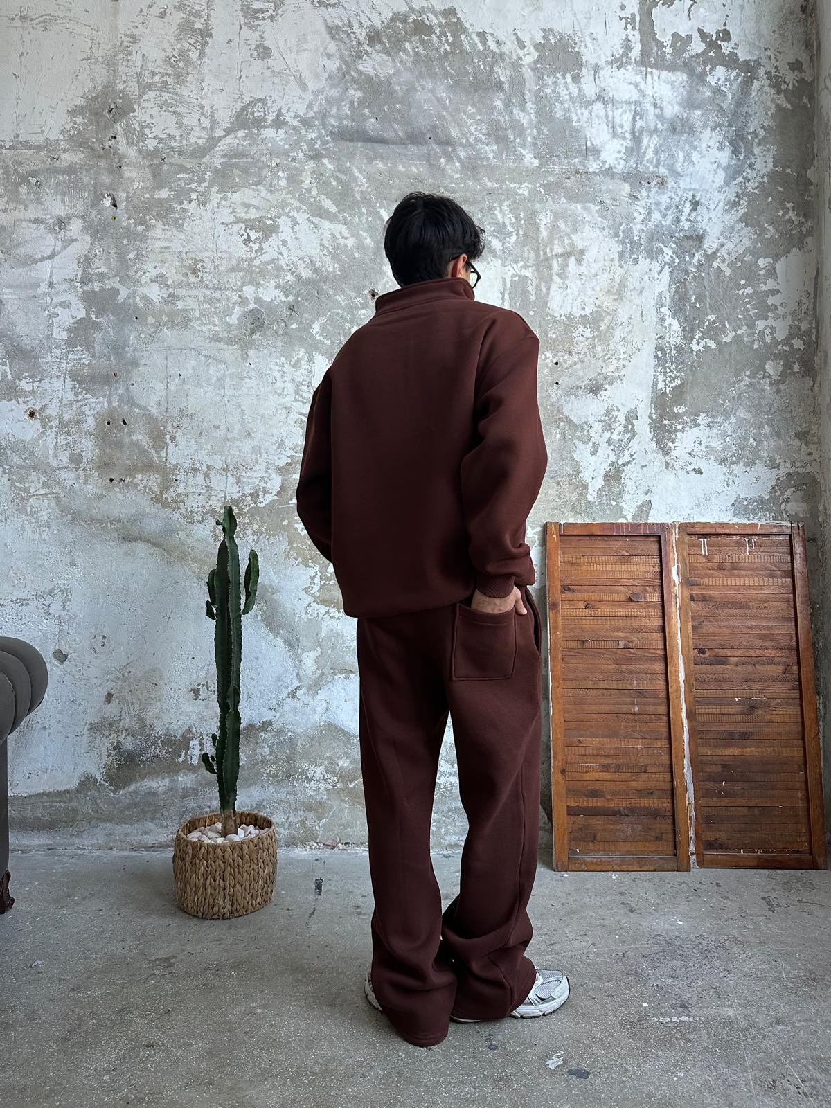 Base Eşofman Takımı Half Zip/Eşofman - Kahve