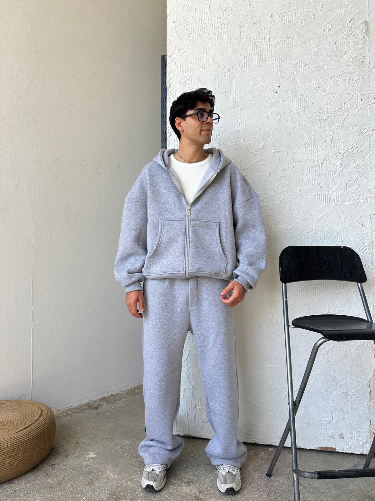 Form Eşofman Takımı Zip/Eşofman - Gri Melanj