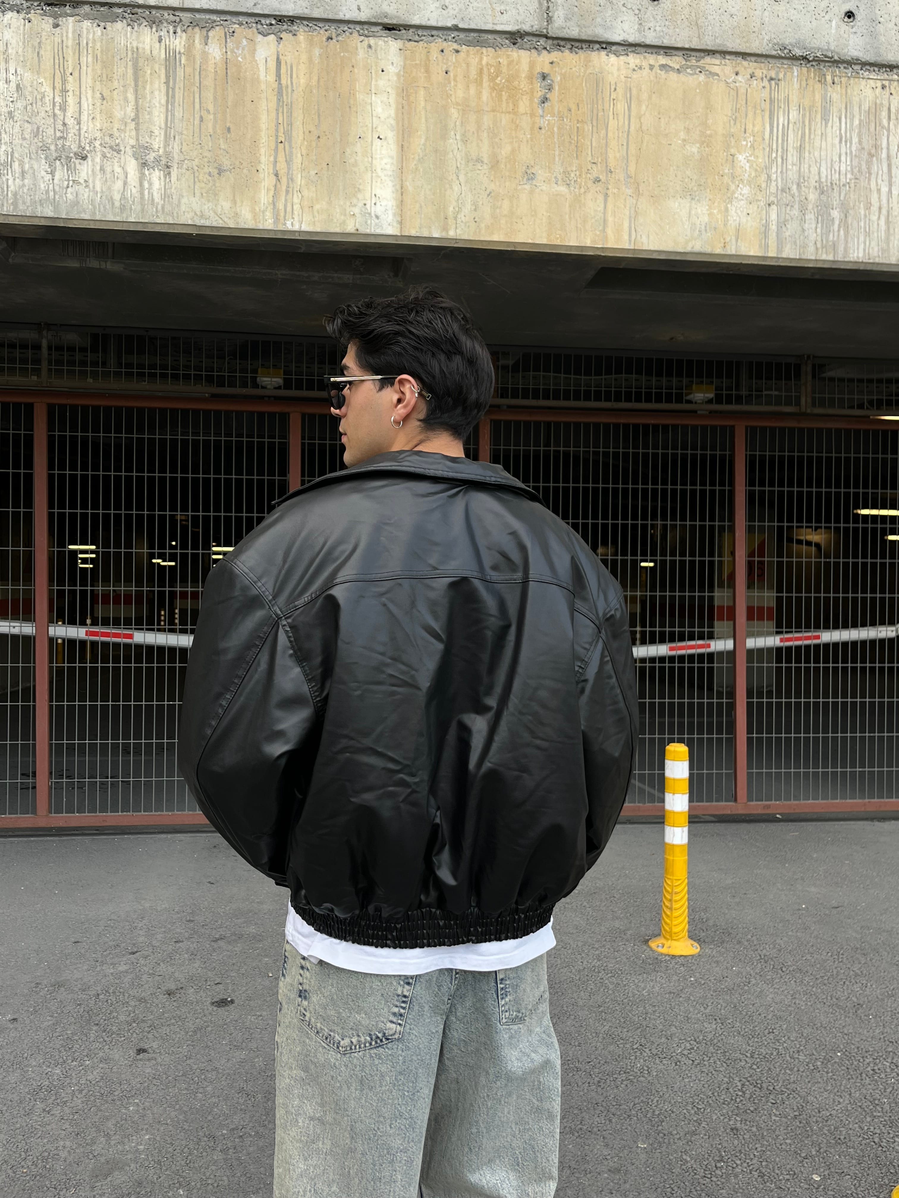 Siyah Bomber Deri Ceket