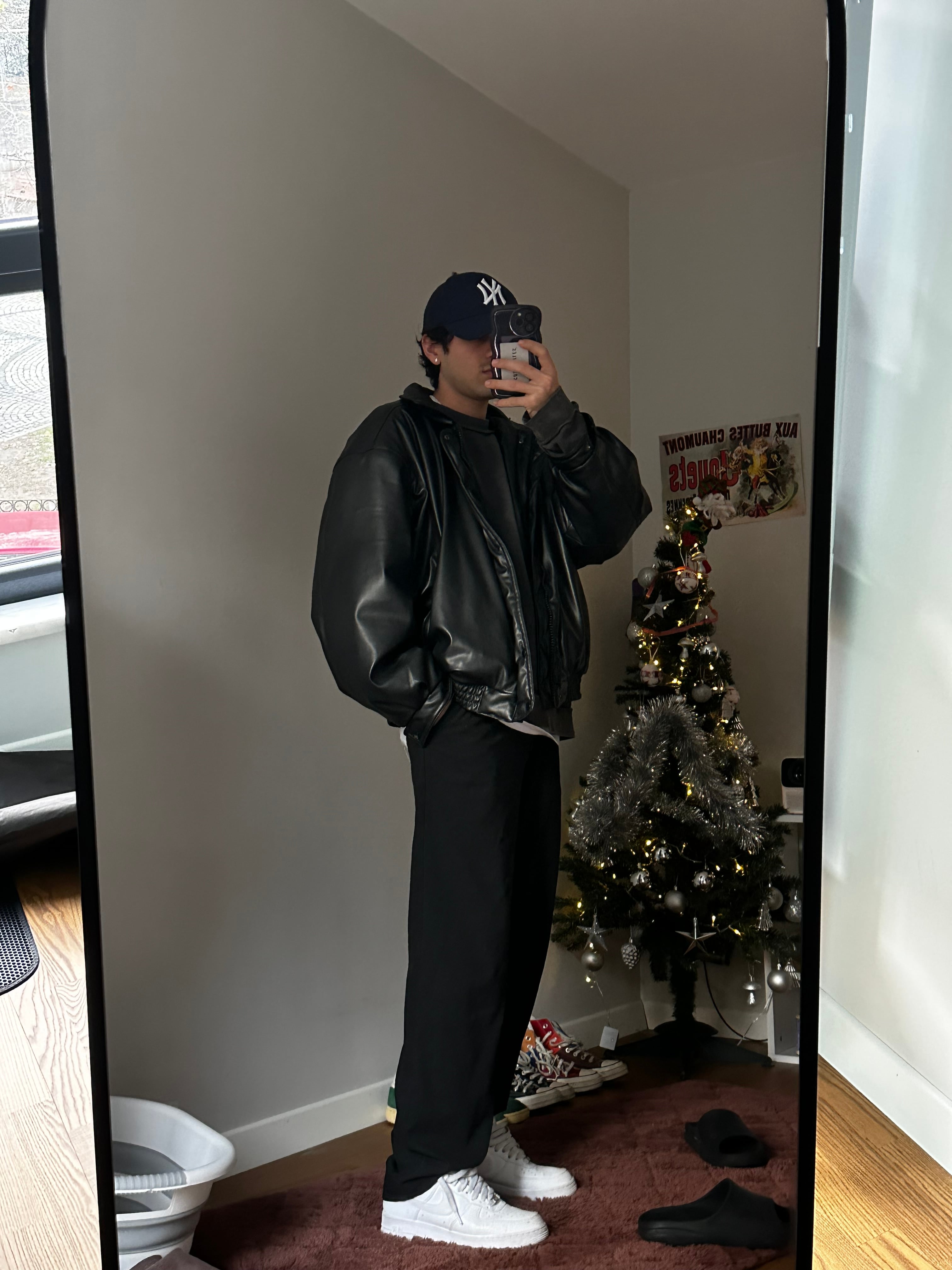 Siyah Bomber Deri Ceket