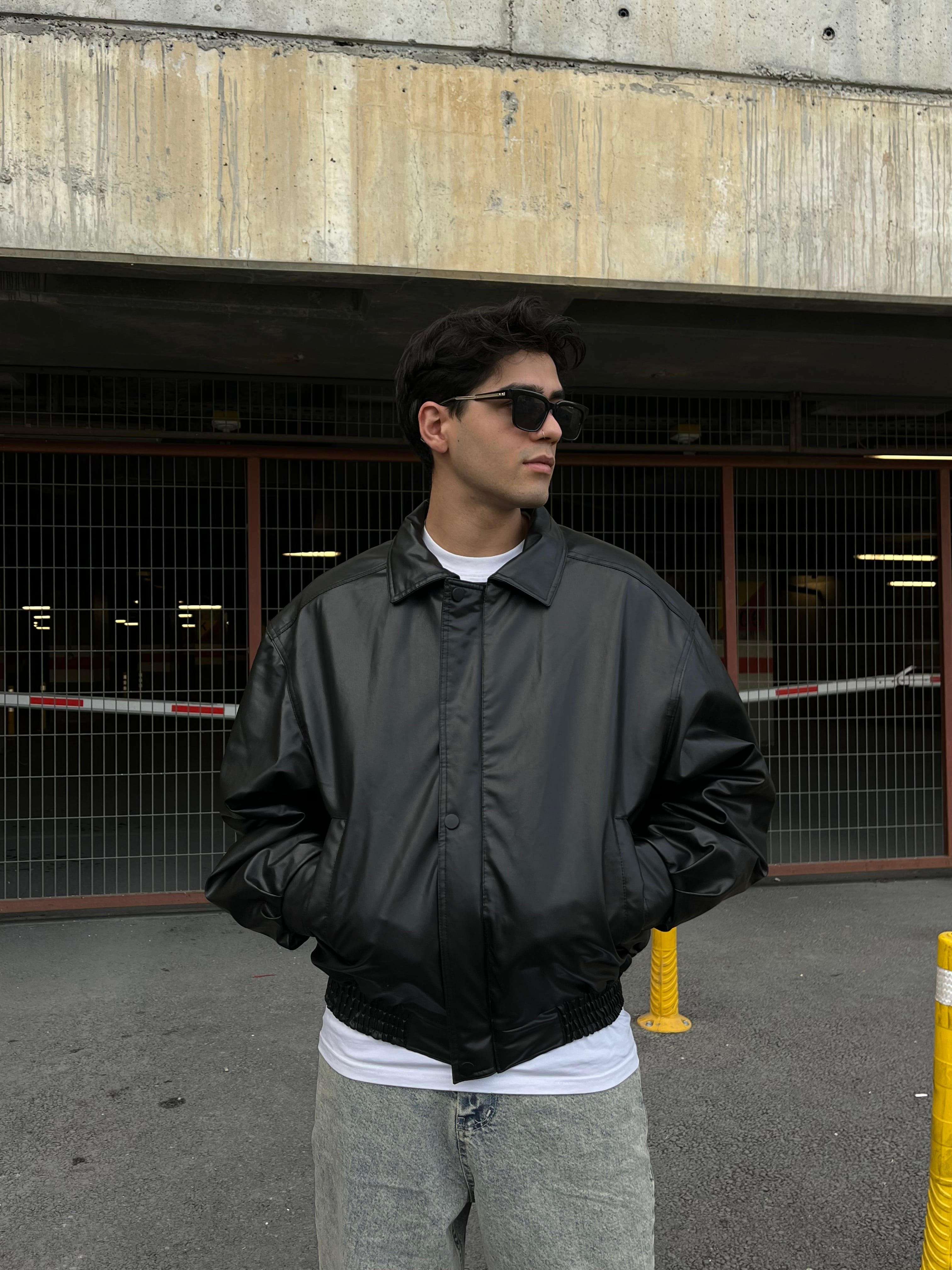 Siyah Bomber Deri Ceket