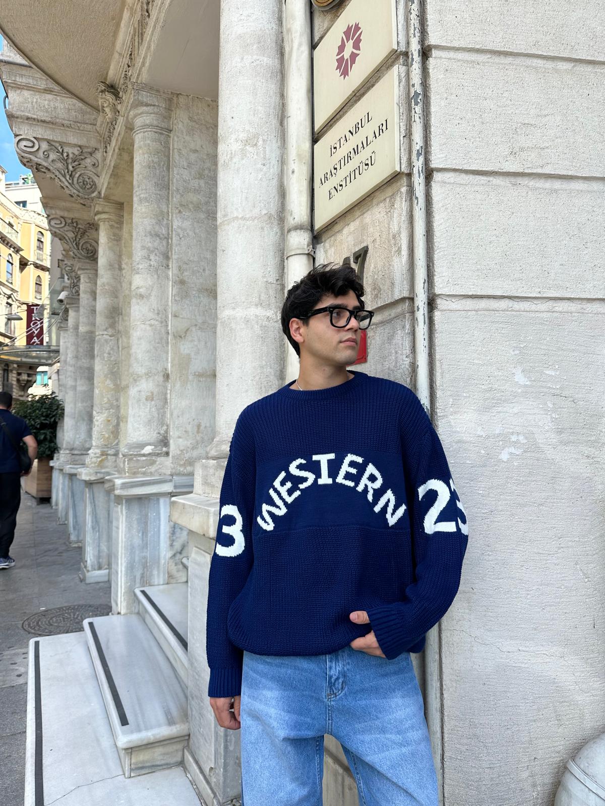 Western 23 Oversize Triko - Lacivert