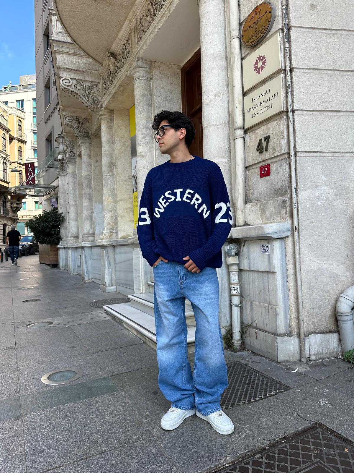 Western 23 Oversize Triko - Lacivert