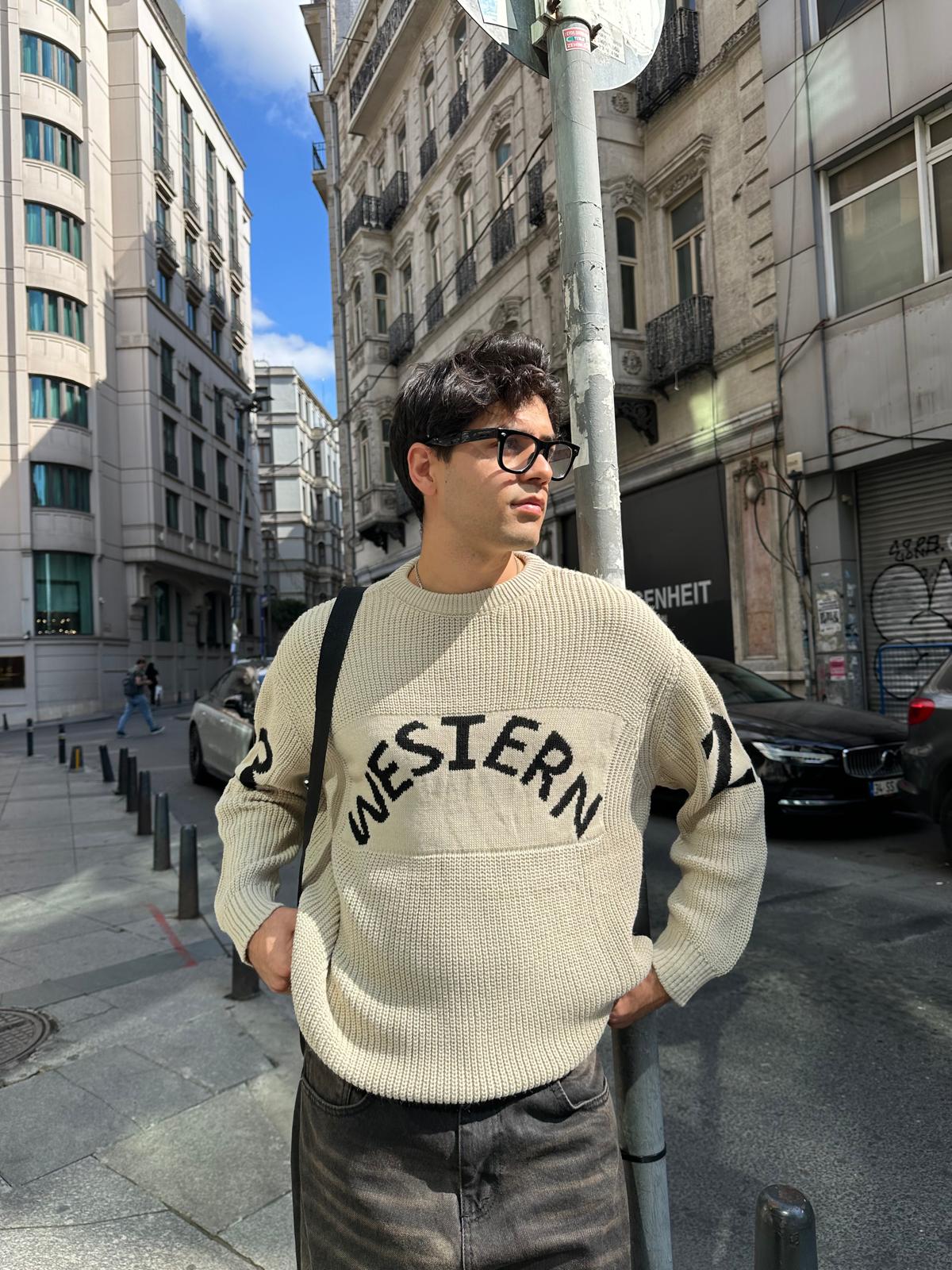 Western 23 Oversize Triko - Bej