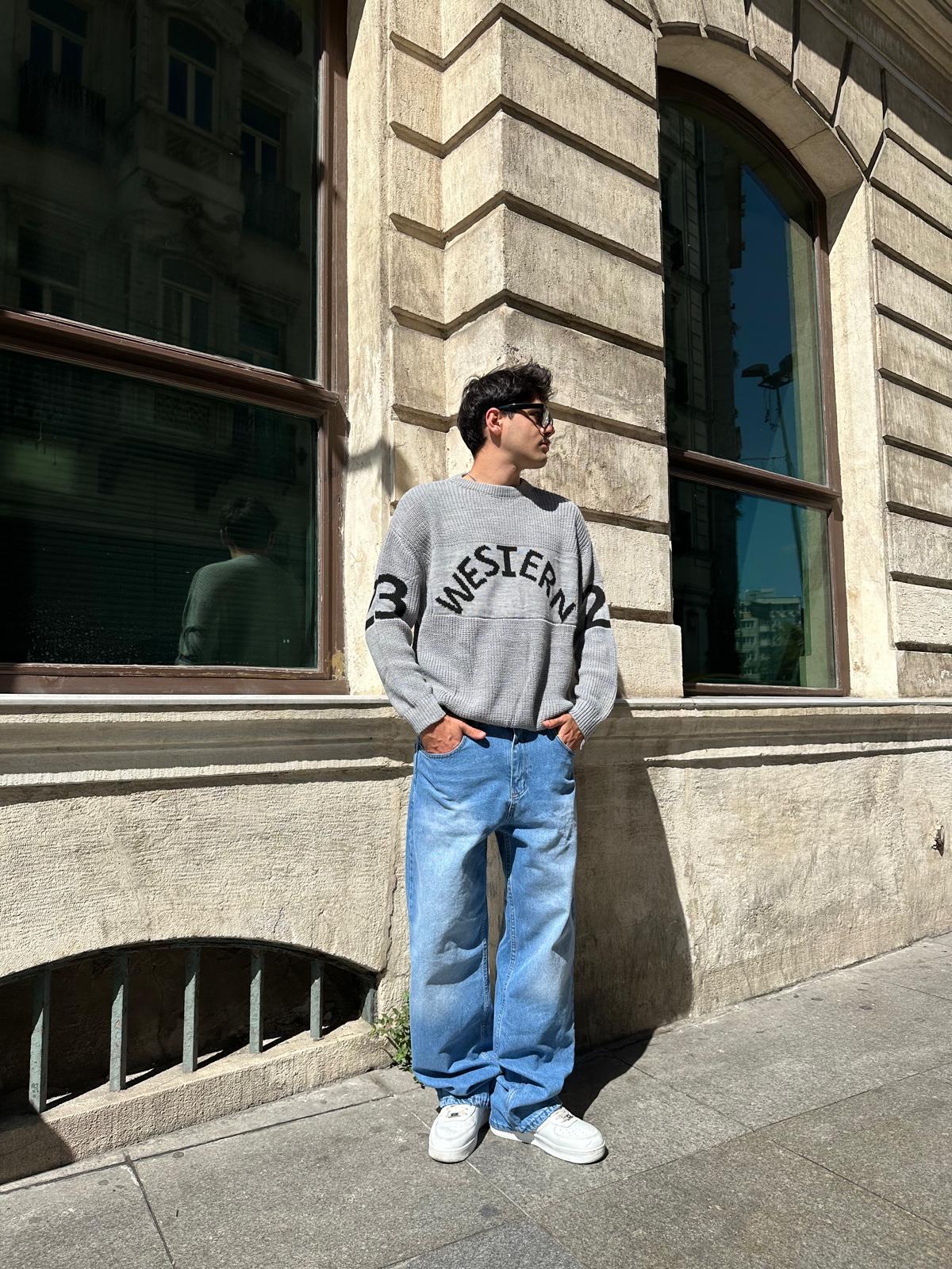 Western 23 Oversize Triko - Gri