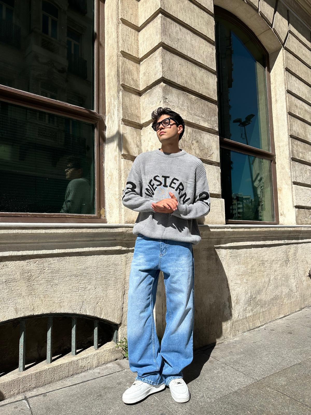 Western 23 Oversize Triko - Gri