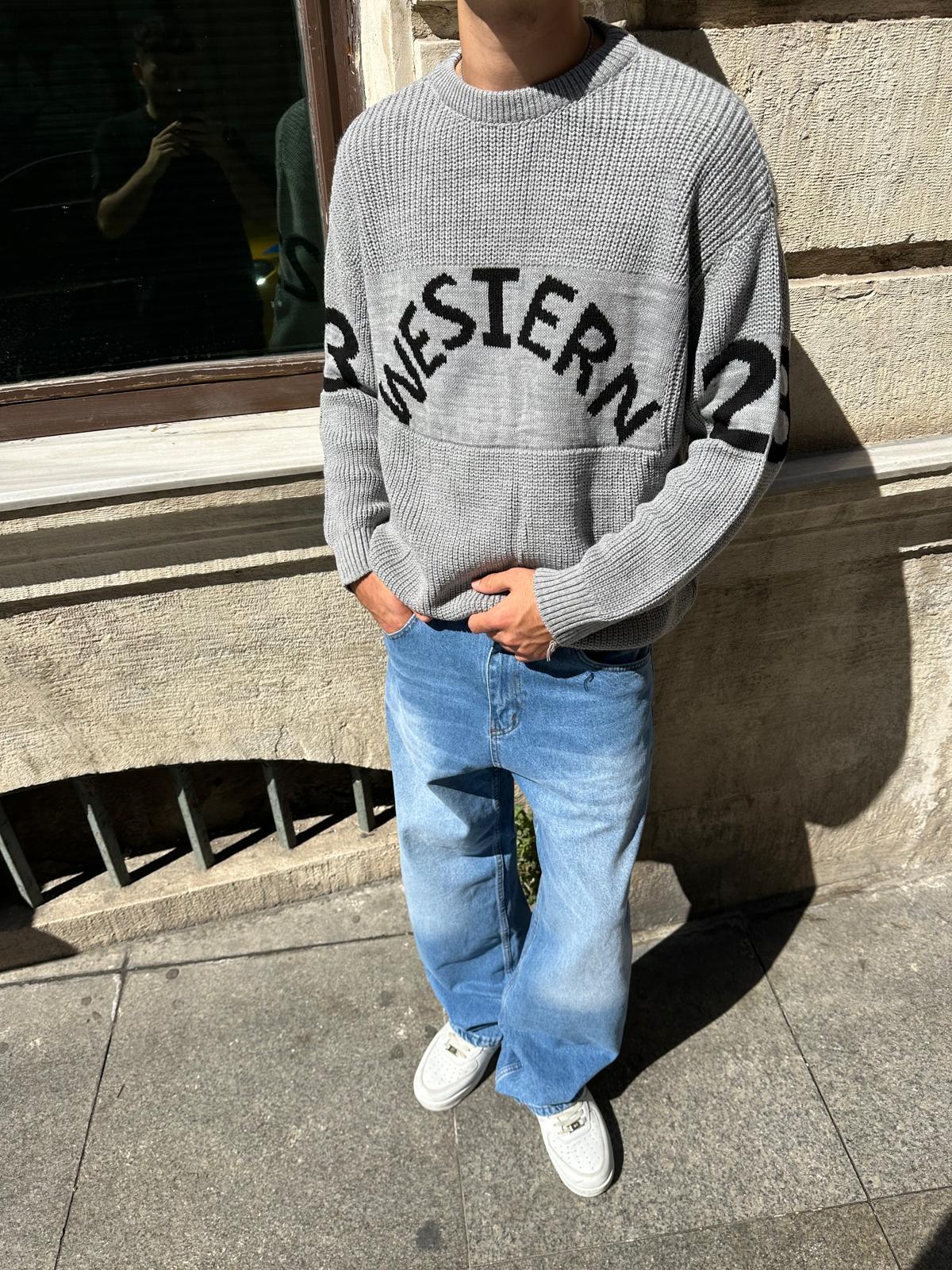 Western 23 Oversize Triko - Gri