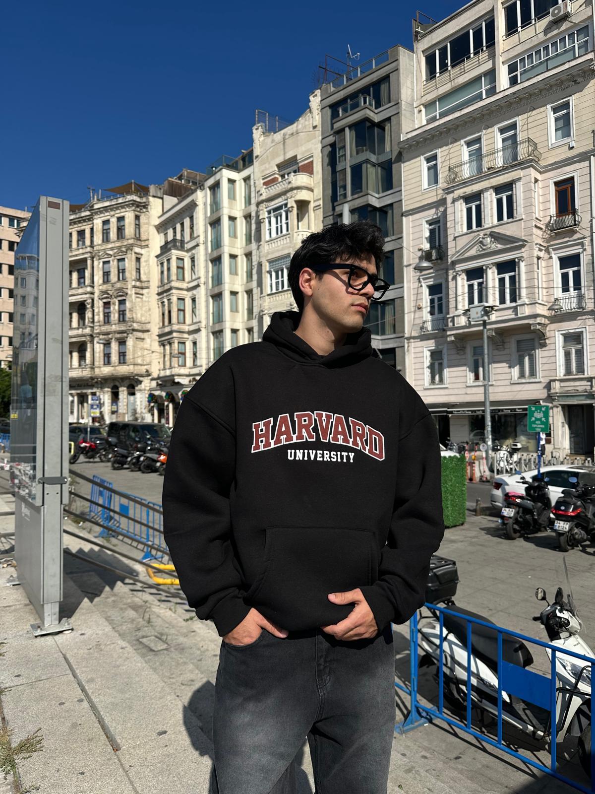 Harvard Oversize Hoodie - Siyah