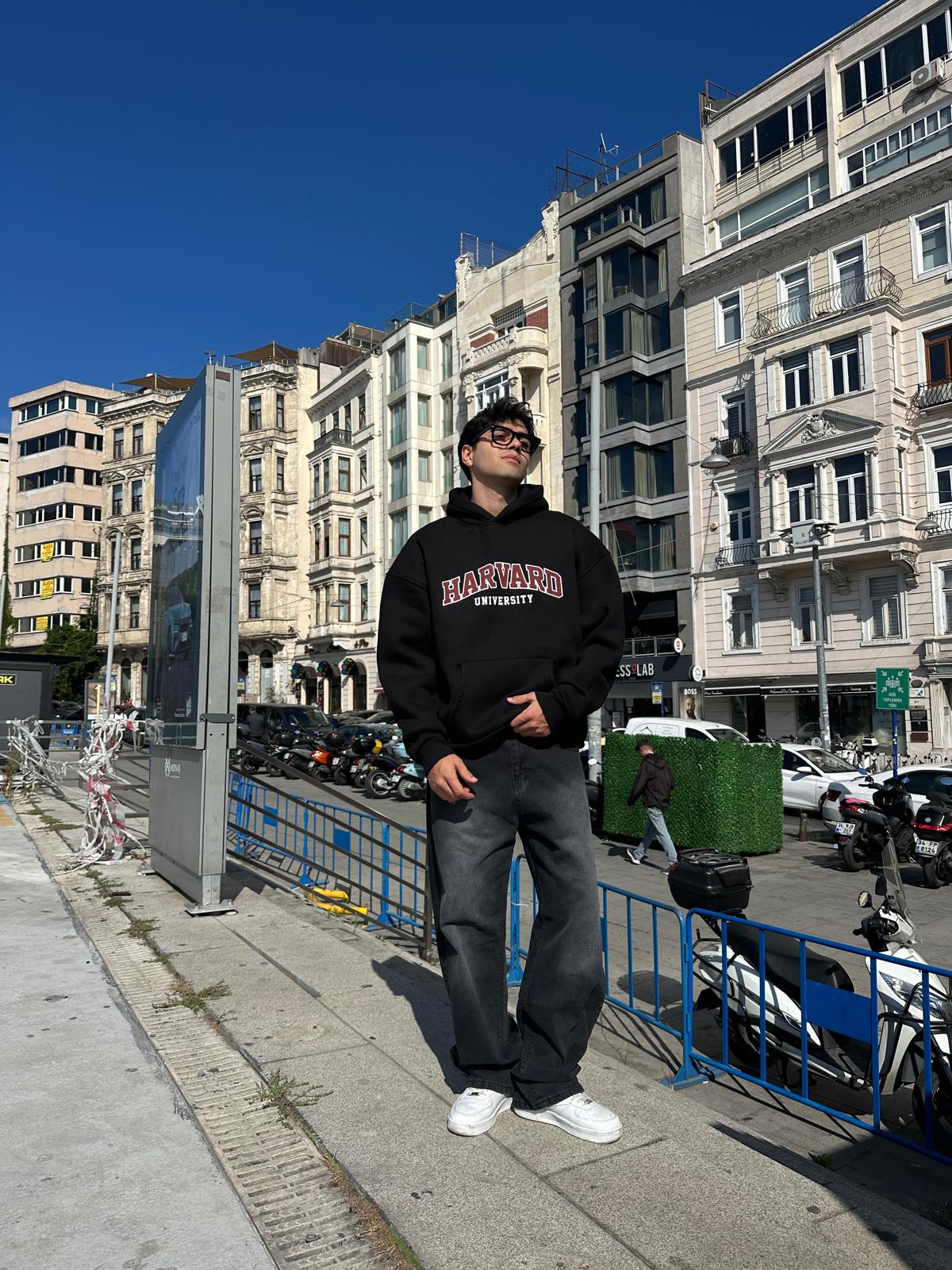 Harvard Oversize Hoodie - Siyah