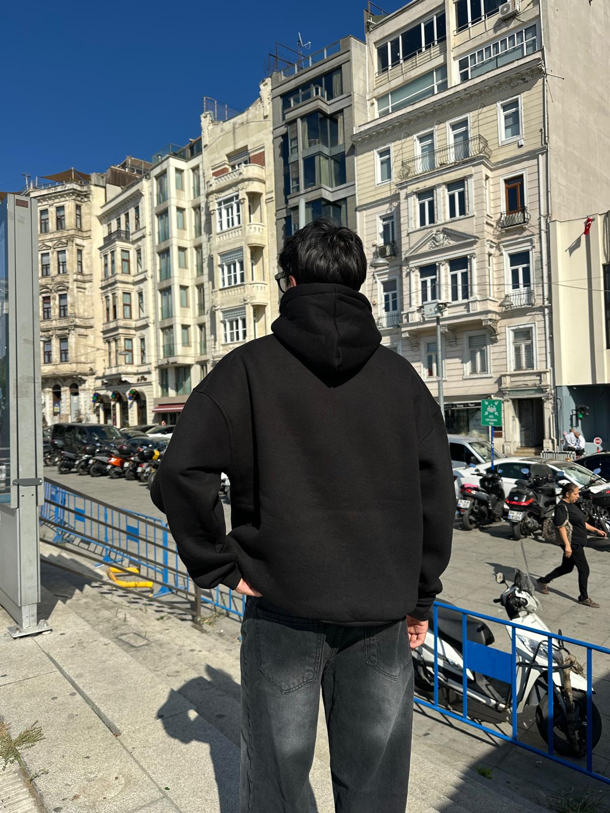 Harvard Oversize Hoodie - Siyah