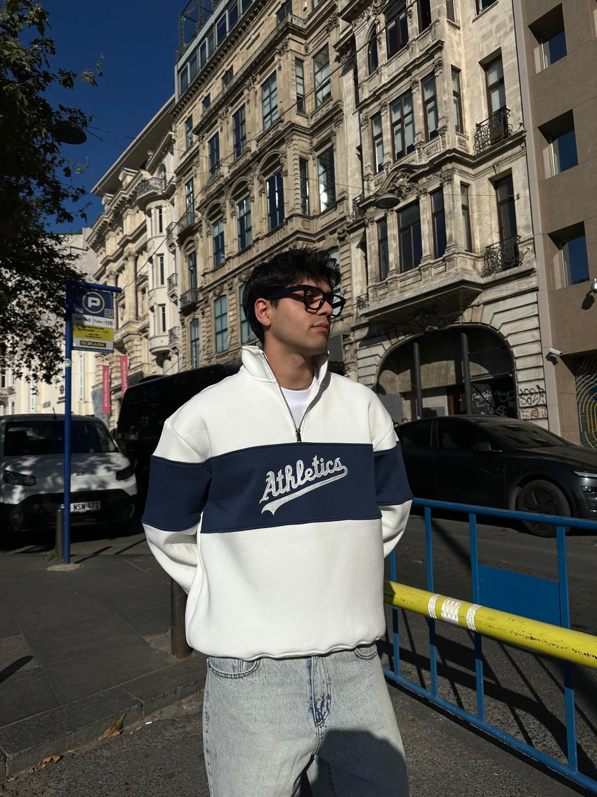 Athletics Half Zip - Beyaz