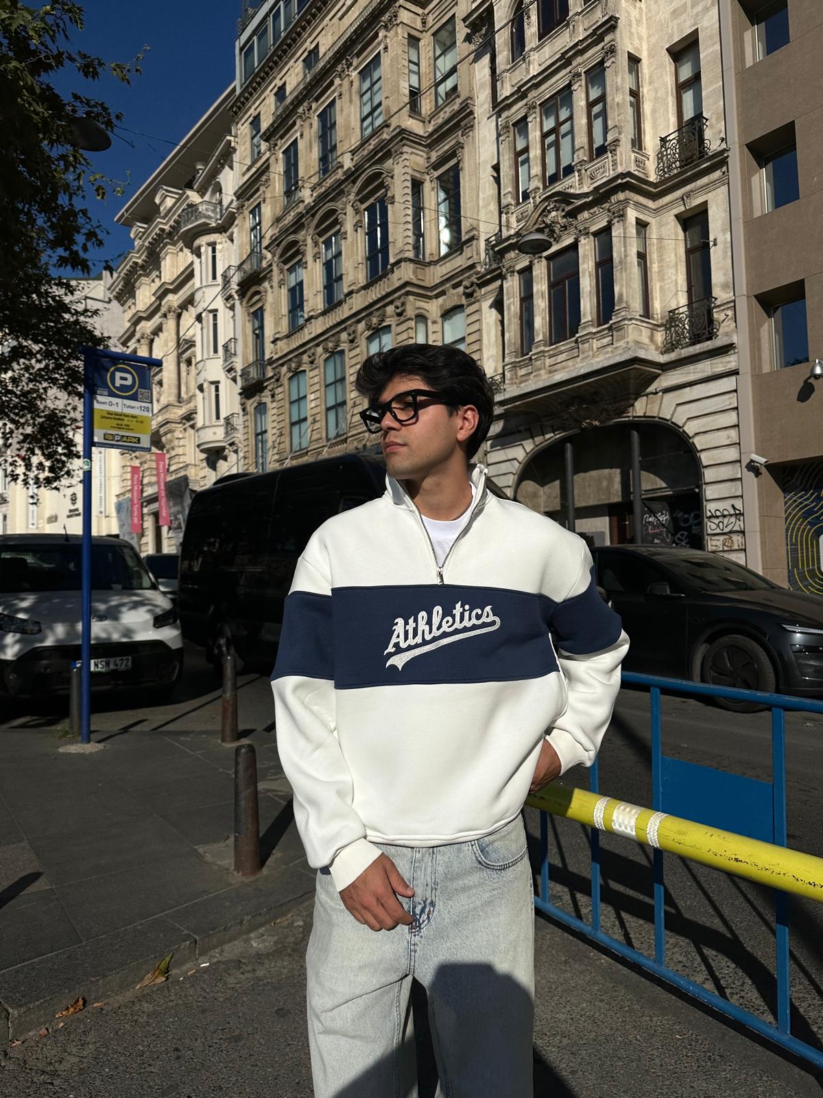 Athletics Half Zip - Beyaz