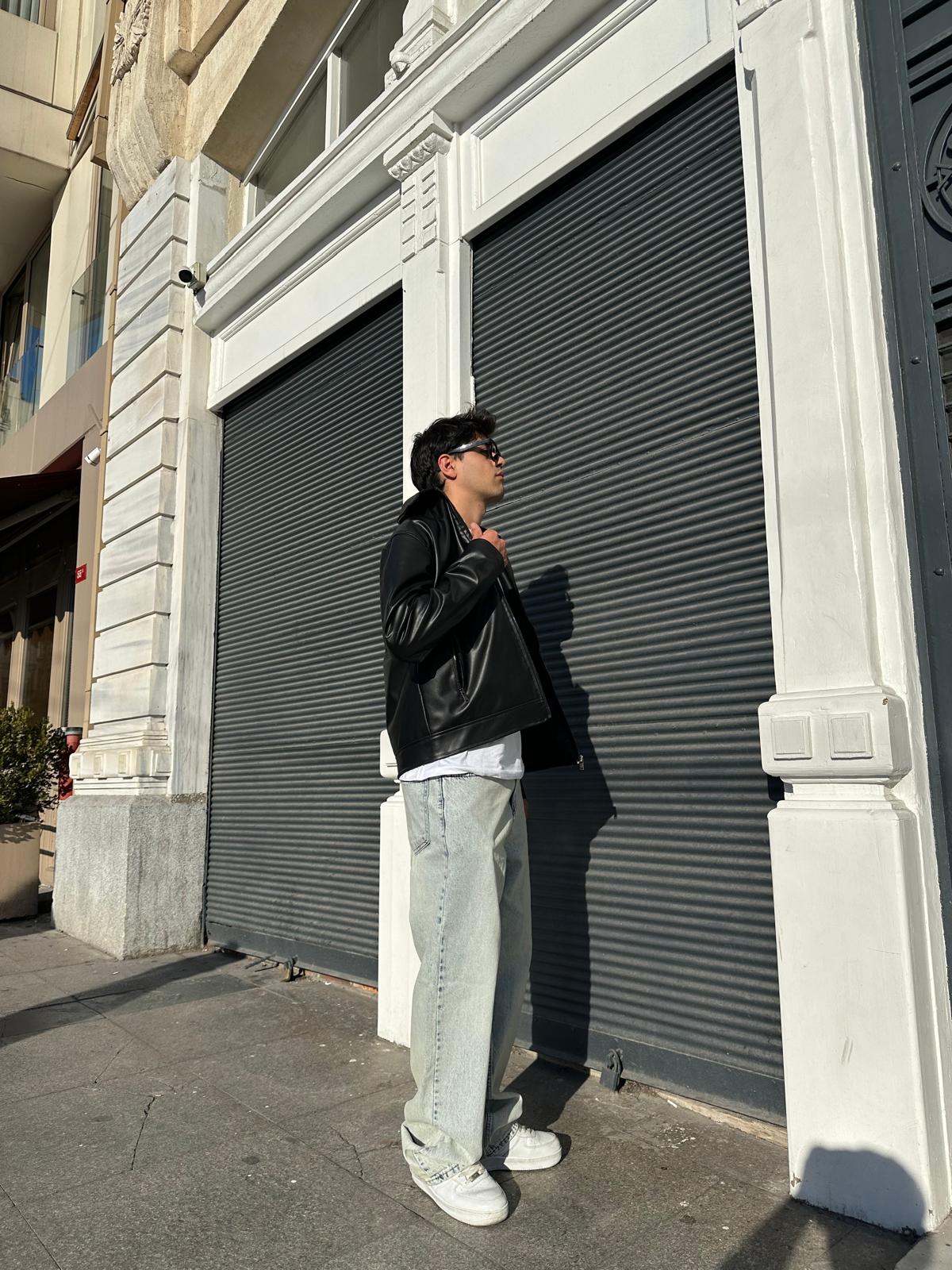 Relax Fit Deri Ceket