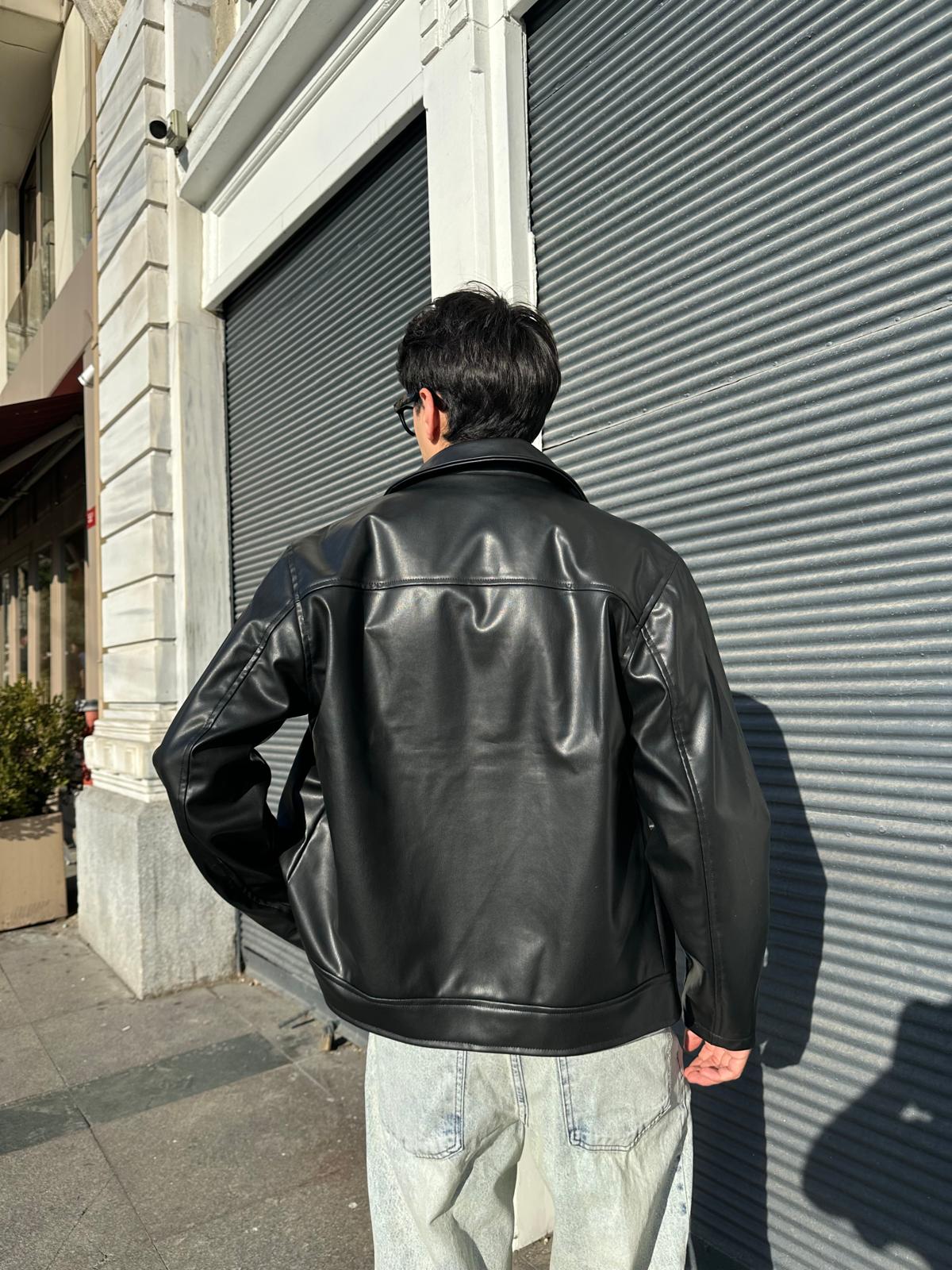 Relax Fit Deri Ceket