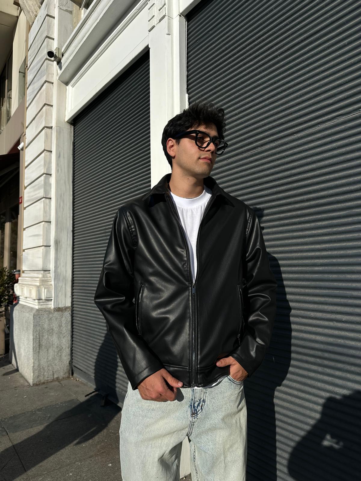 Relax Fit Deri Ceket