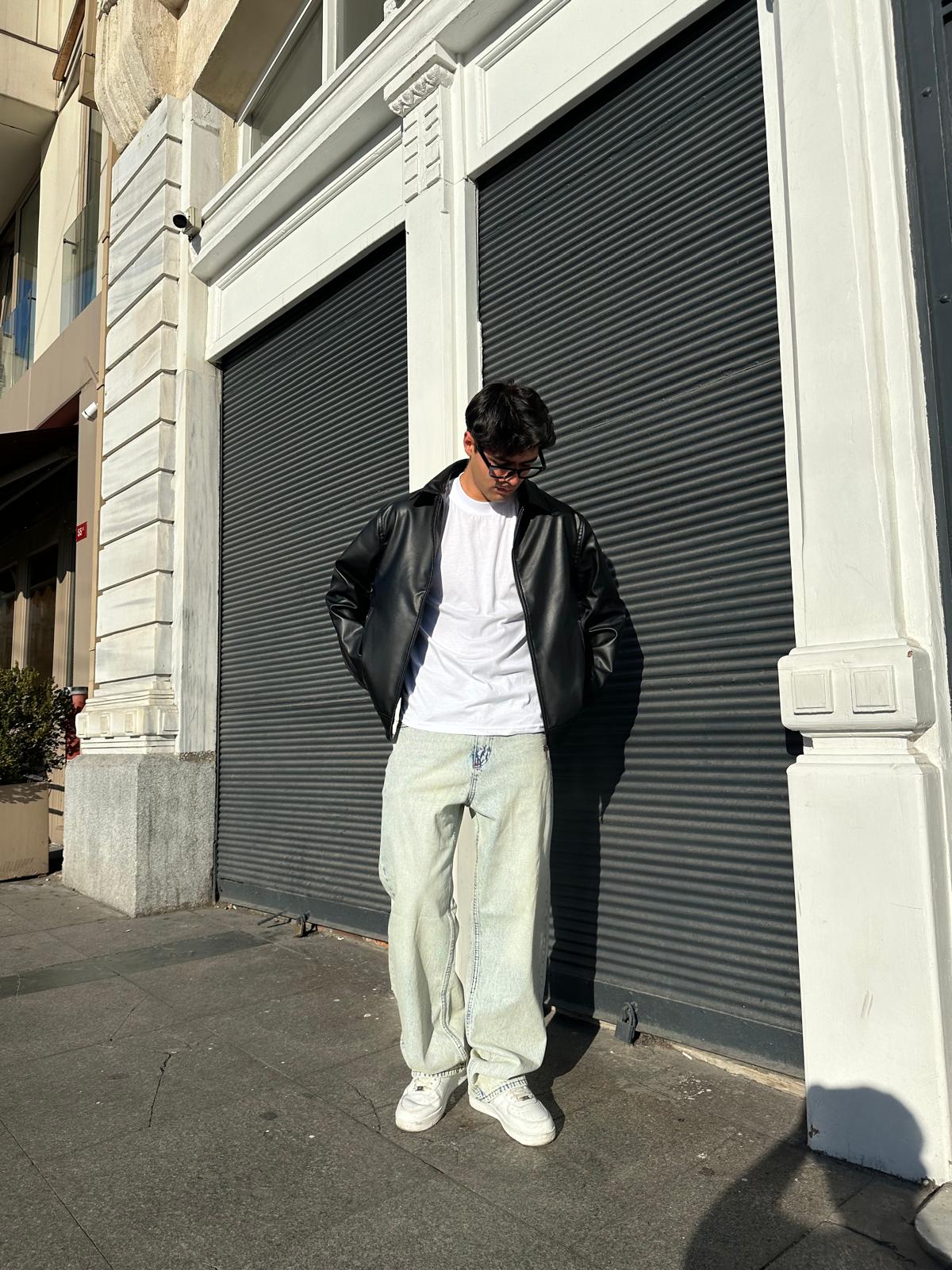 Relax Fit Deri Ceket