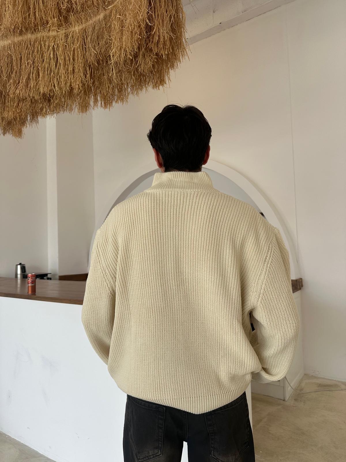 Triko Oversize Half-Zip - Bej