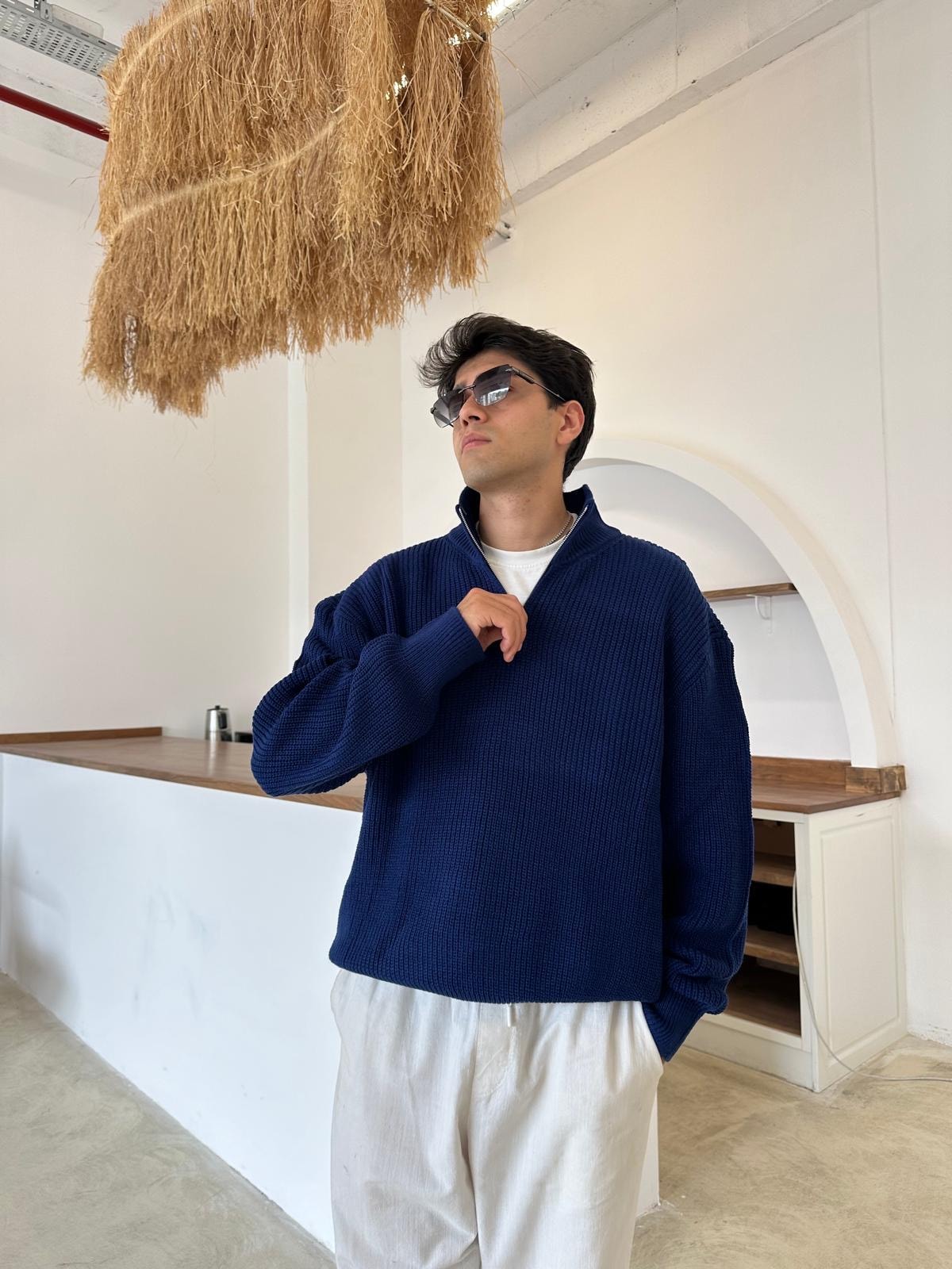 Triko Oversize Half-Zip - Lacivert