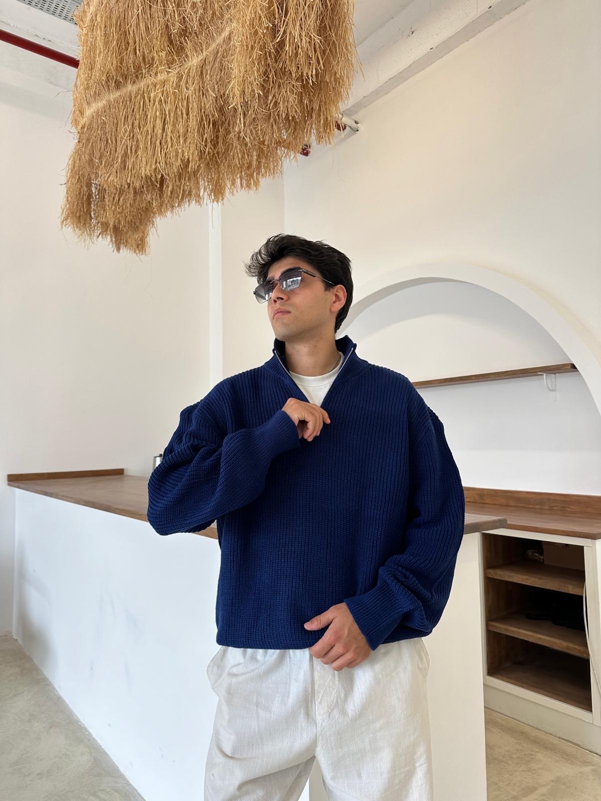 Triko Oversize Half-Zip - Lacivert