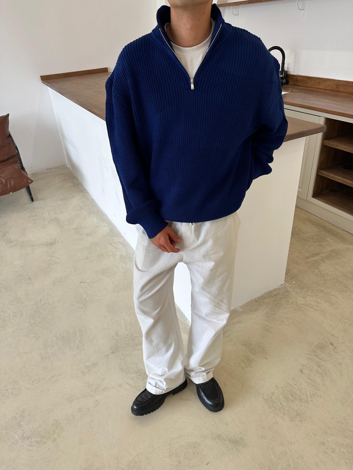 Triko Oversize Half-Zip - Lacivert