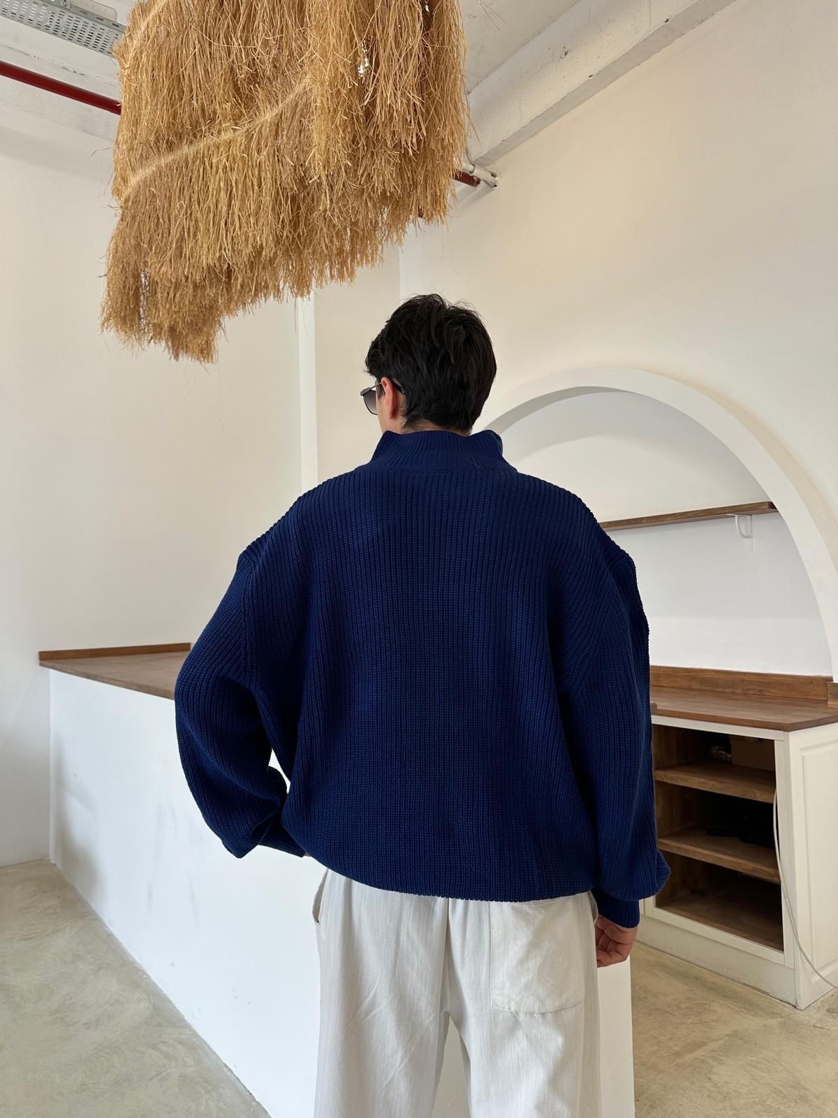 Triko Oversize Half-Zip - Lacivert