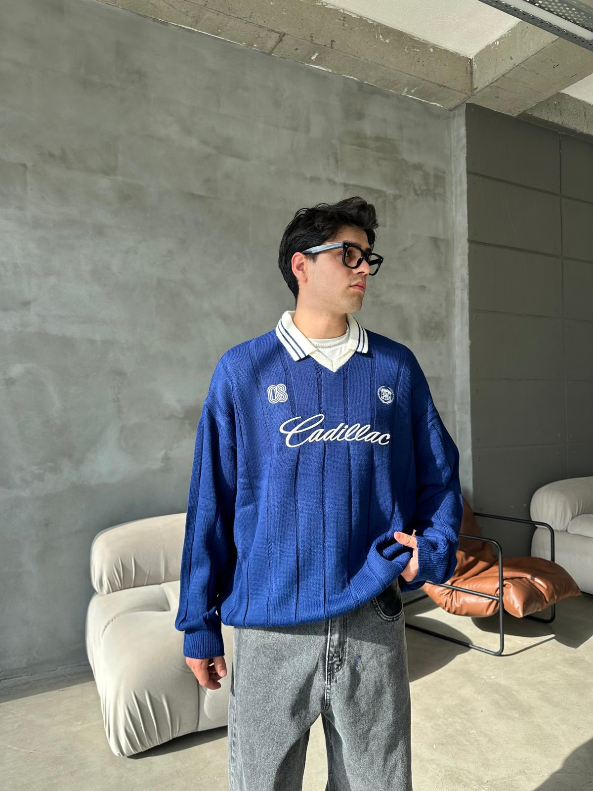 Nakışlı Polo Yaka Triko - Lacivert